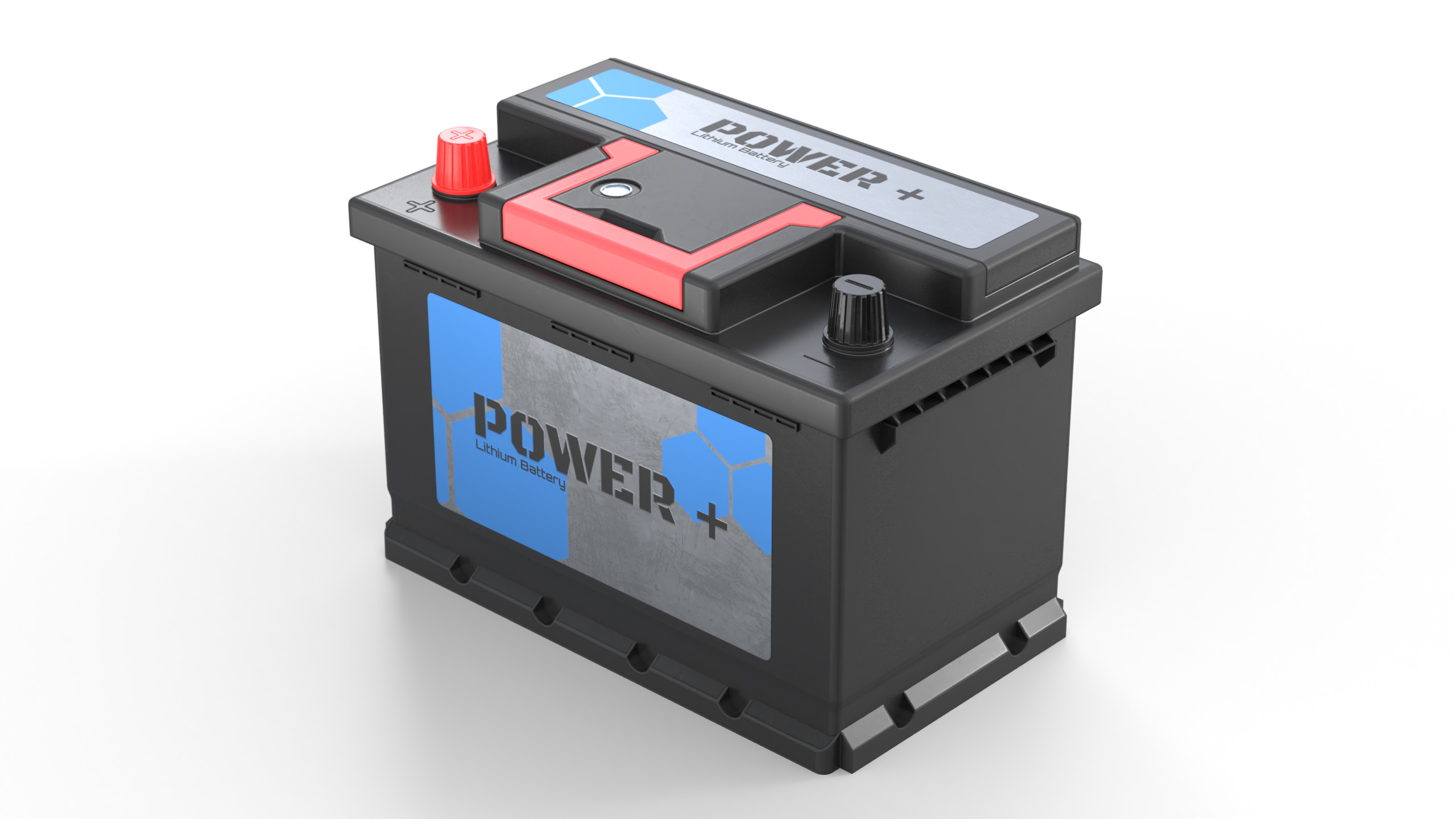 Lithium Car Battery Low-poly 3D model_4