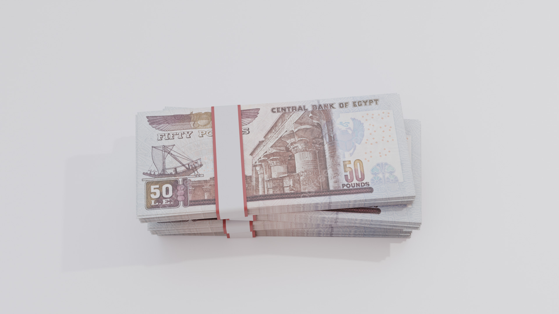 50 Egyptian Pound Currency Low-poly 3D model_3