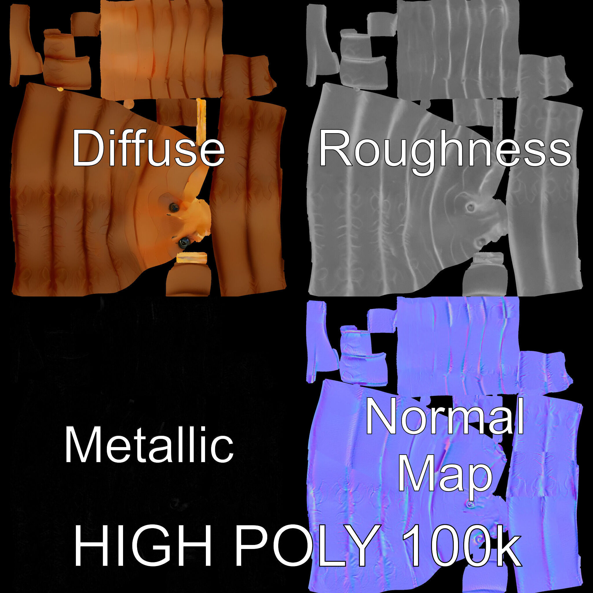 Realistic Caterpillar Model Pack with Detailed Textures Low-poly 3D model_3