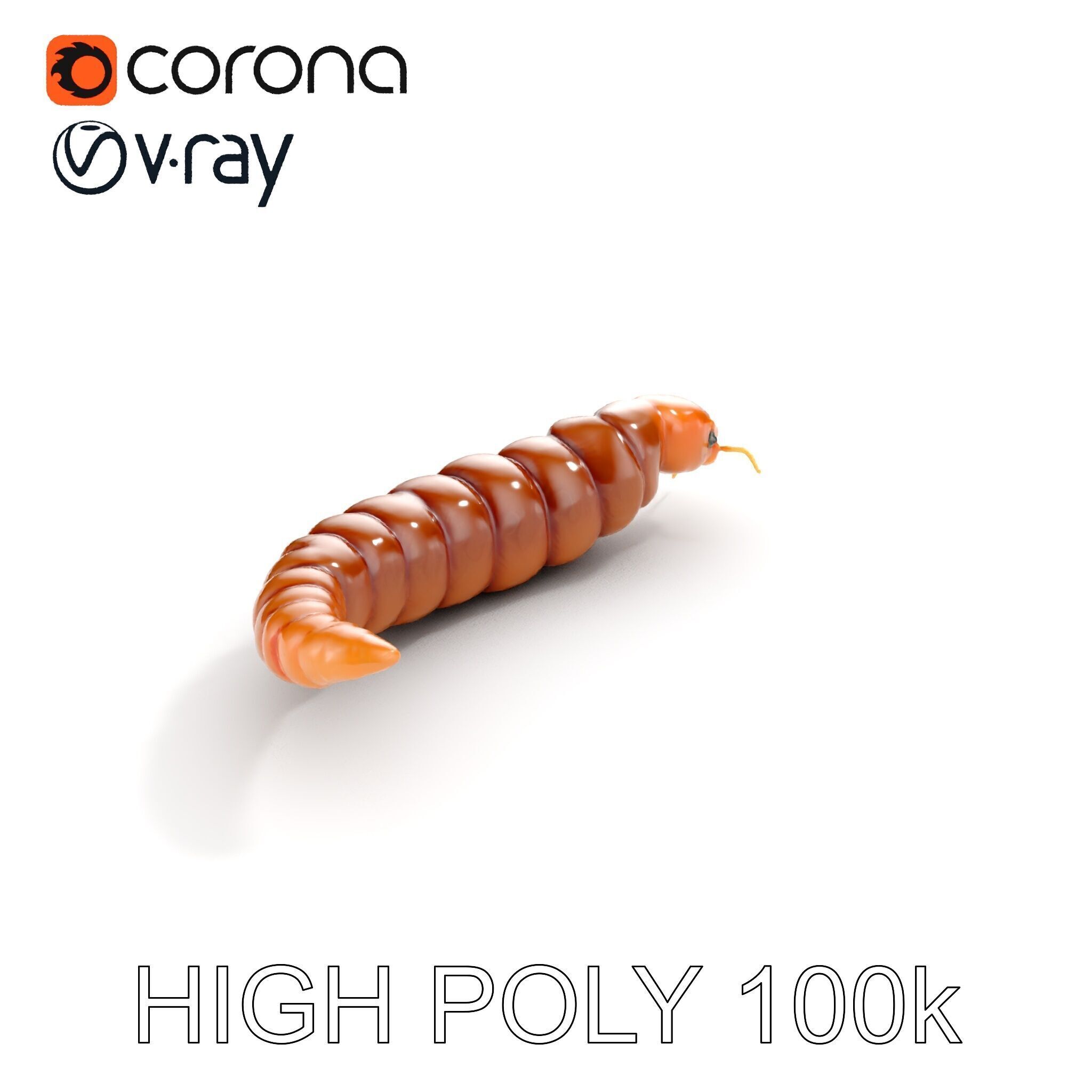 Realistic Caterpillar Model Pack with Detailed Textures Low-poly 3D model_10