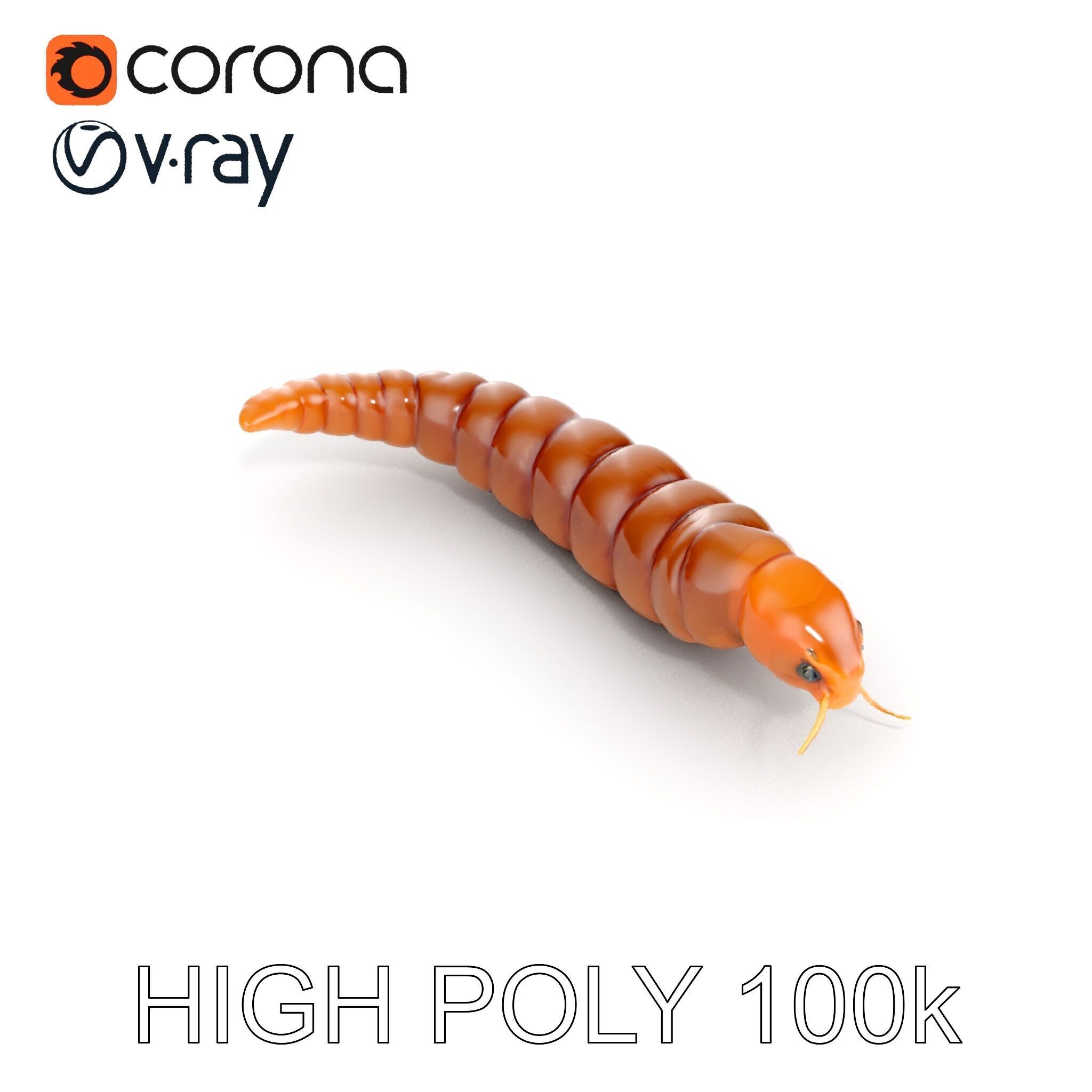 Realistic Caterpillar Model Pack with Detailed Textures Low-poly 3D model_27