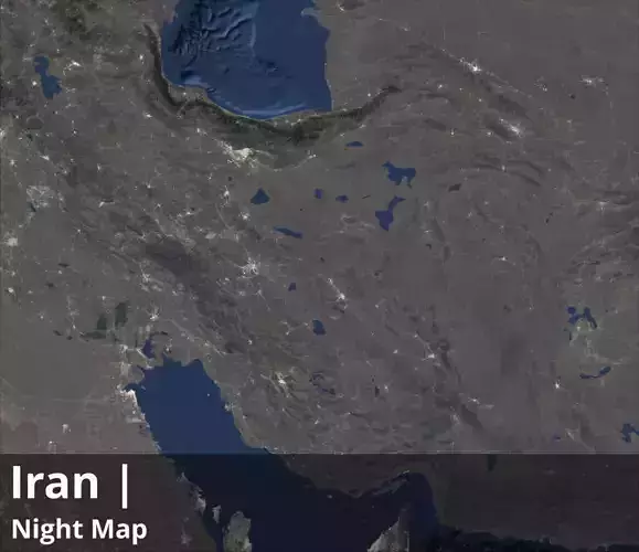 Iran Satellite Night and OldStyle and Lightning 10k Maps Texture