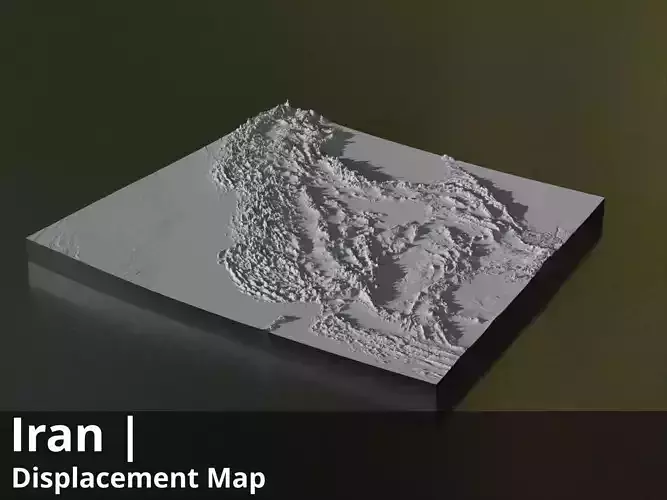 Iran FBX 3D printable mesh and Displacement 10k Maps Texture
