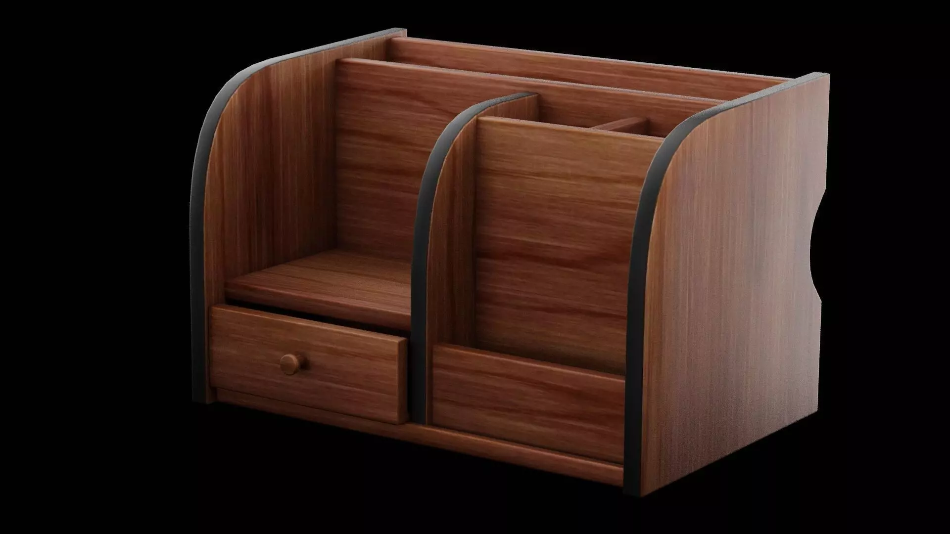 Wooden Drawer Low-poly 3D model_0