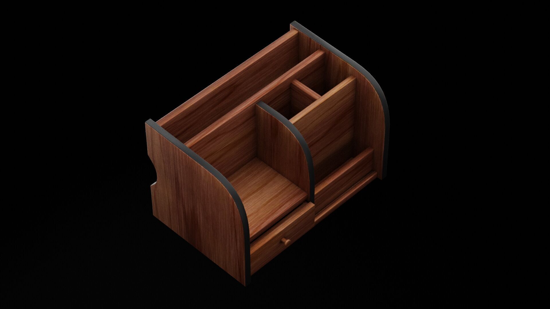 Wooden Drawer Low-poly 3D model_2