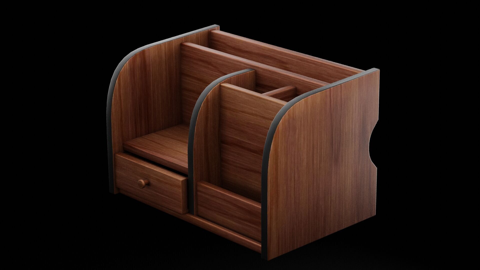 Wooden Drawer Low-poly 3D model_4