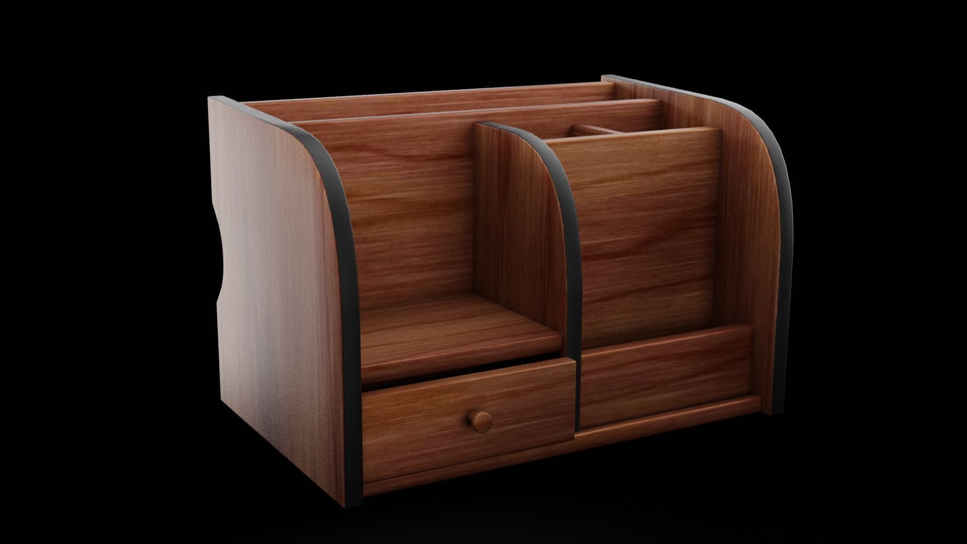 Wooden Drawer Low-poly 3D model_5