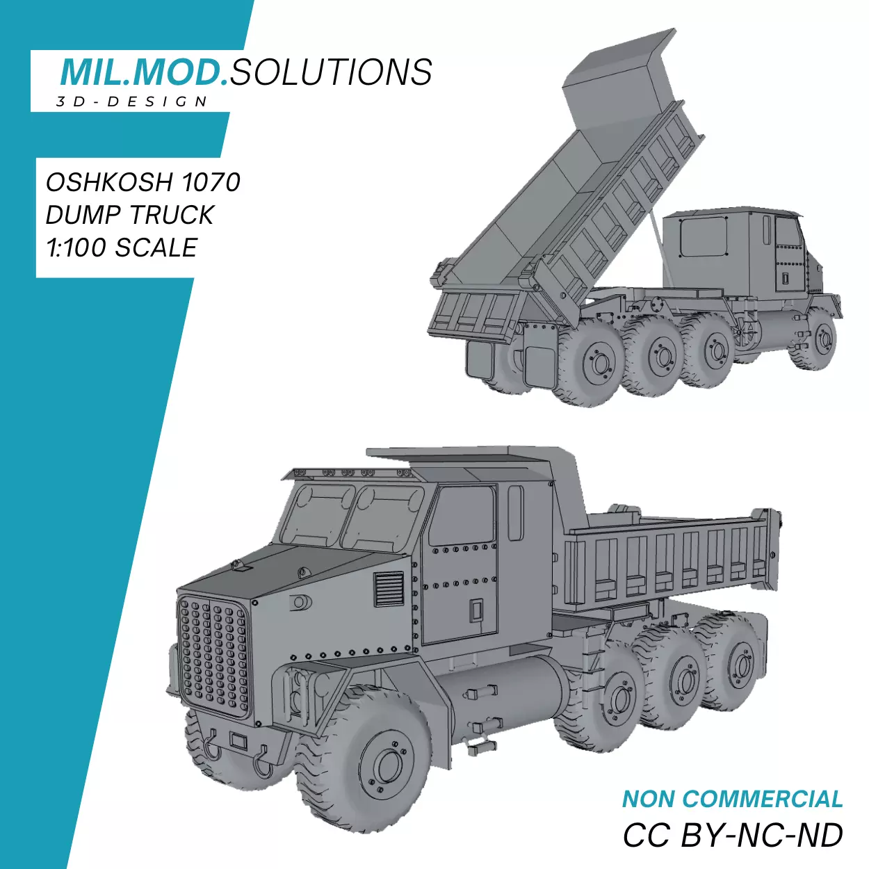 Oshkosh M1070 Dump truck USA NATO 3D print model_0