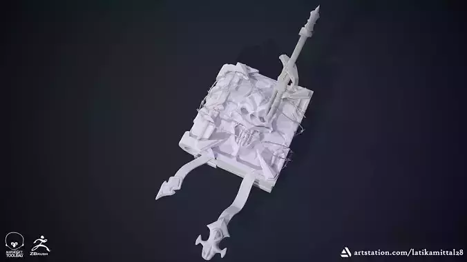 3D book with skull - sword