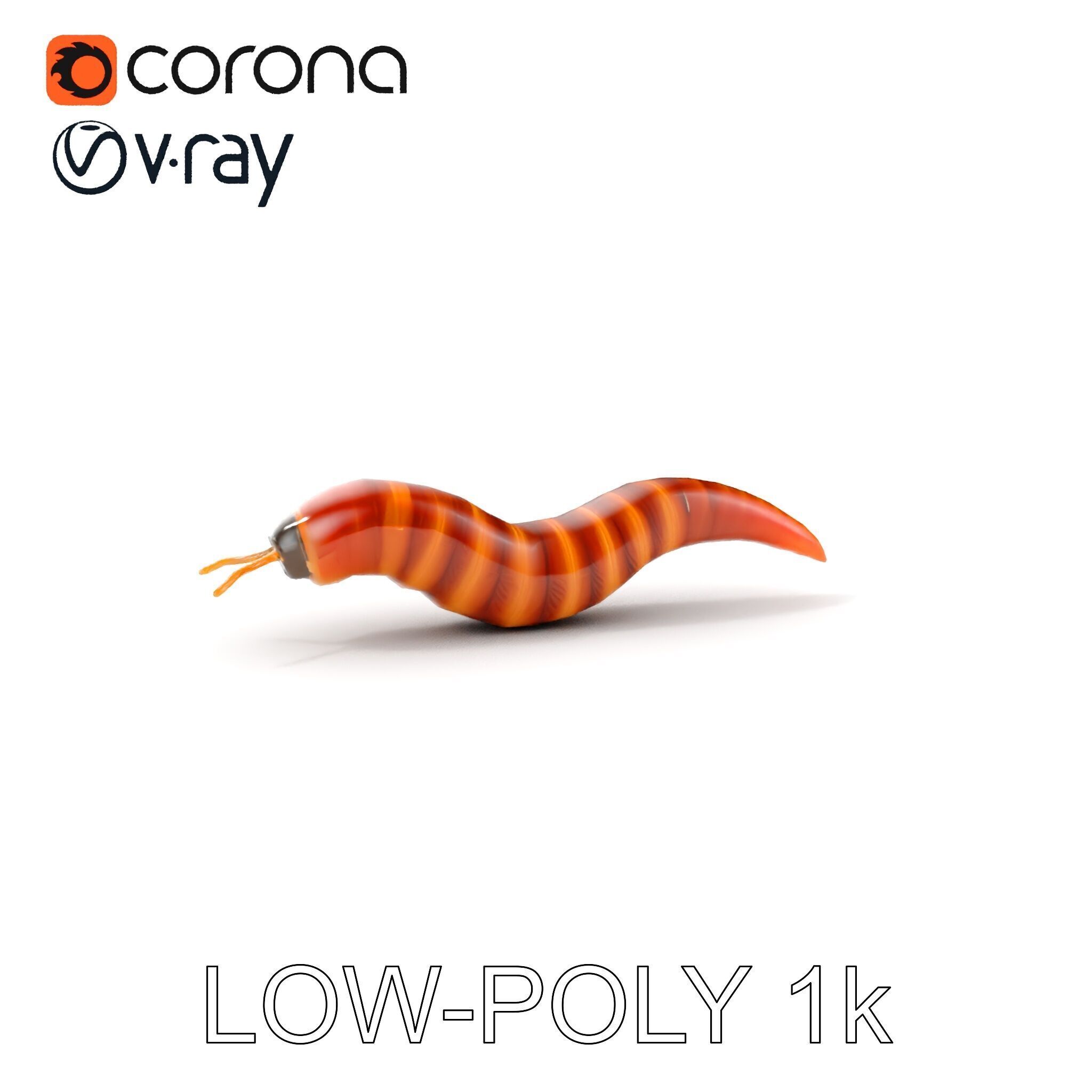 Realistic Worm Model Pack for Animation and Game Design Low-poly 3D model_31