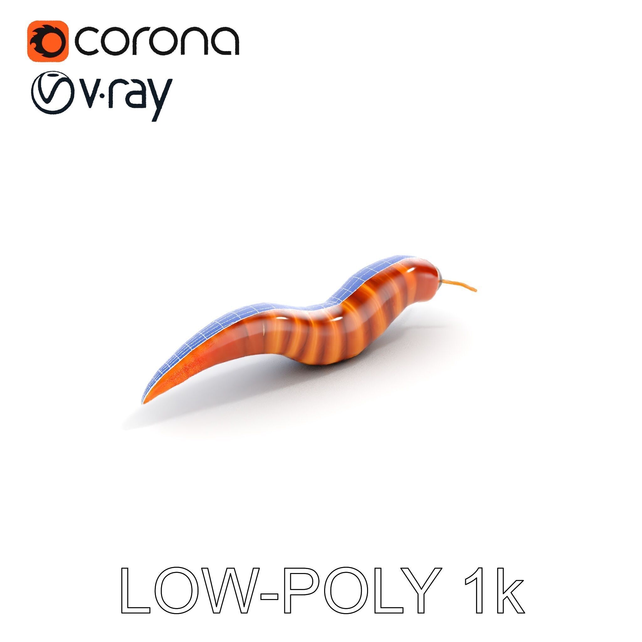 Realistic Worm Model Pack for Animation and Game Design Low-poly 3D model_14
