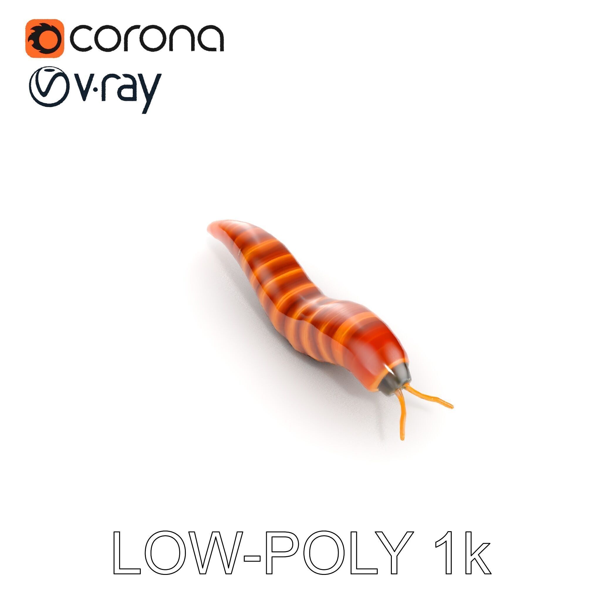 Realistic Worm Model Pack for Animation and Game Design Low-poly 3D model_7