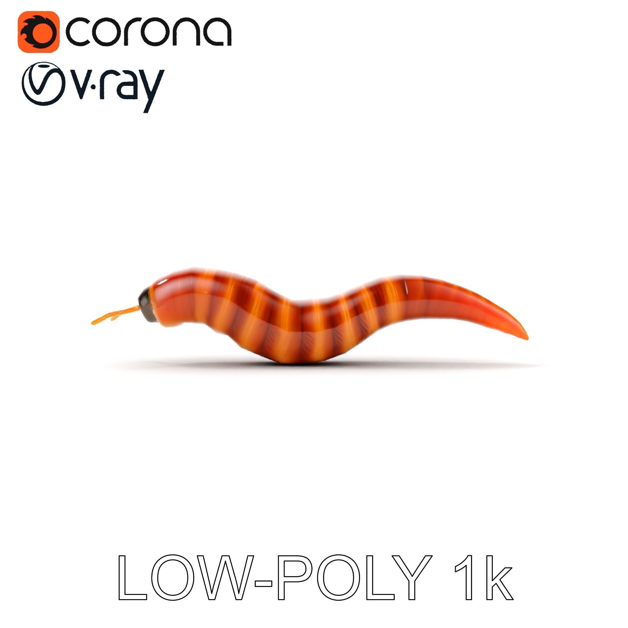 Realistic Worm Model Pack for Animation and Game Design Low-poly 3D model_9