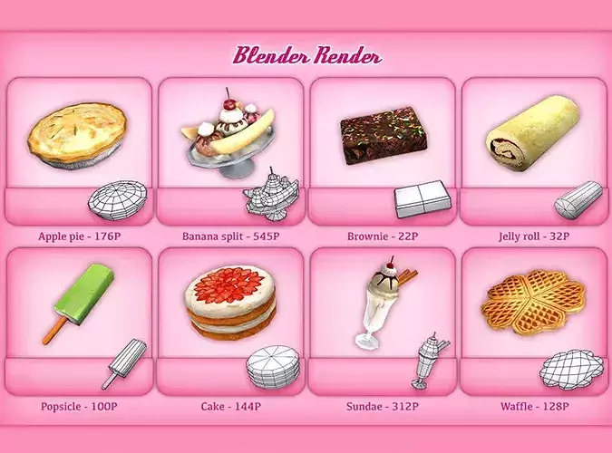 Dessert Heaven Pack Low-poly 3D model 3