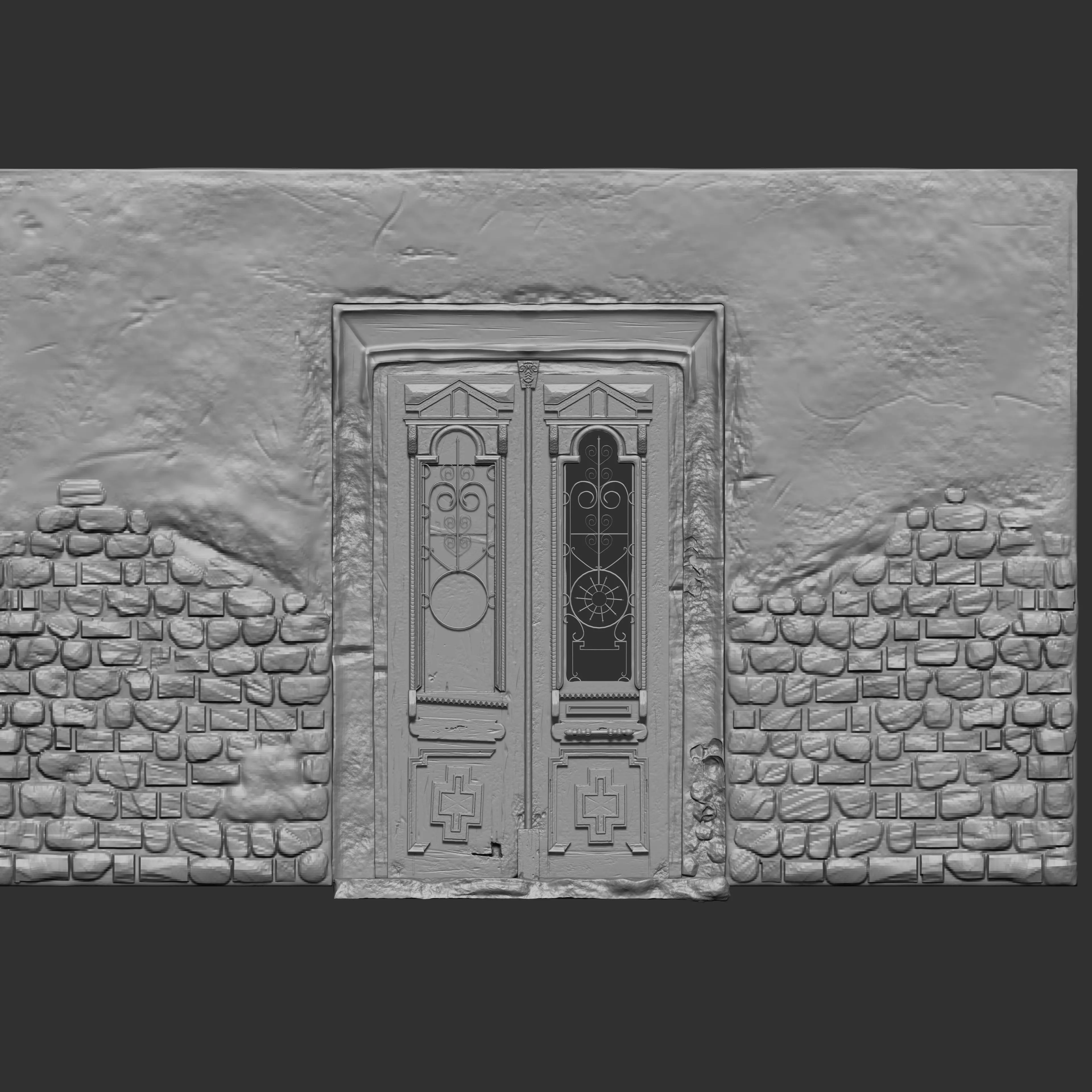 3D Cracked wall 3D print model_0