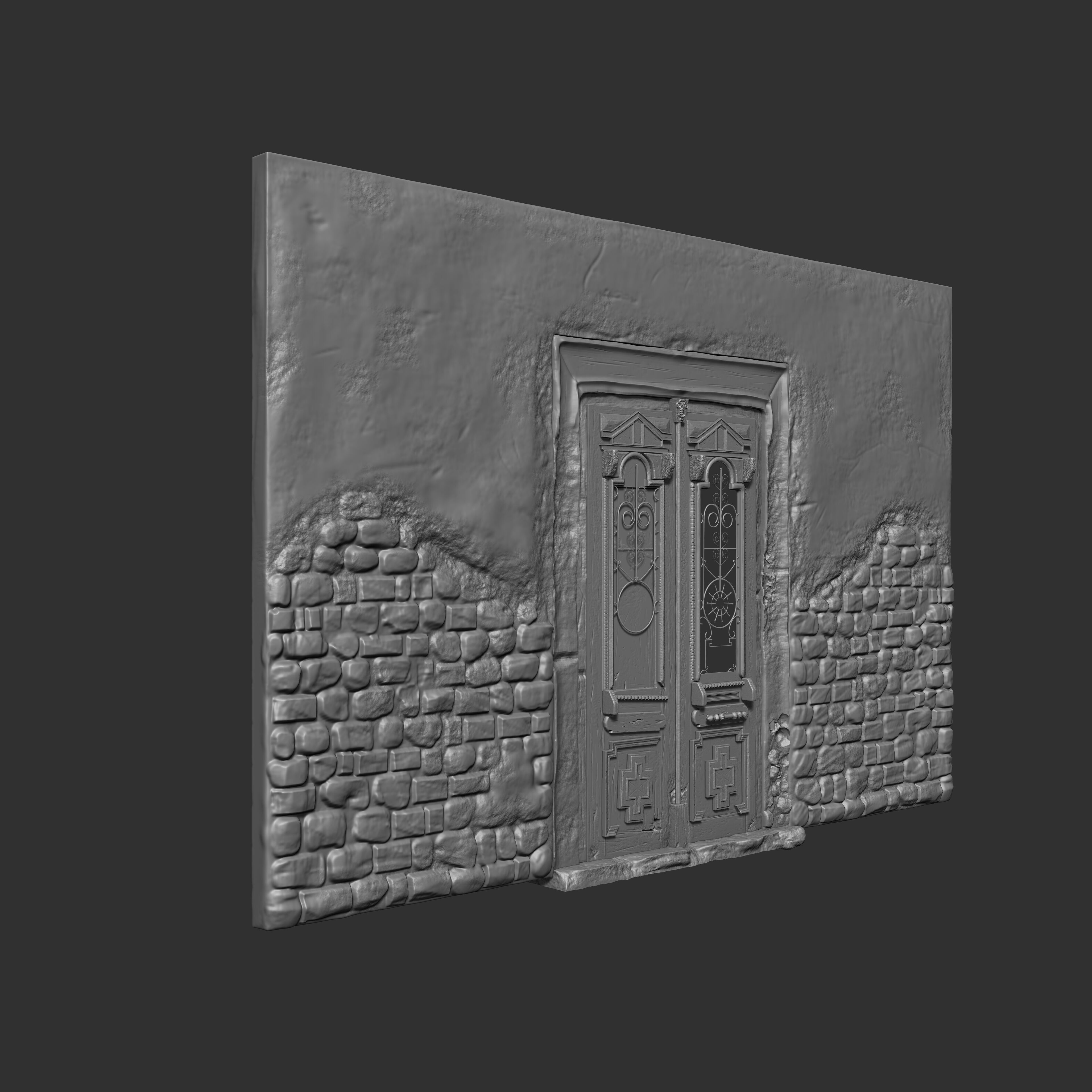 3D Cracked wall 3D print model_3