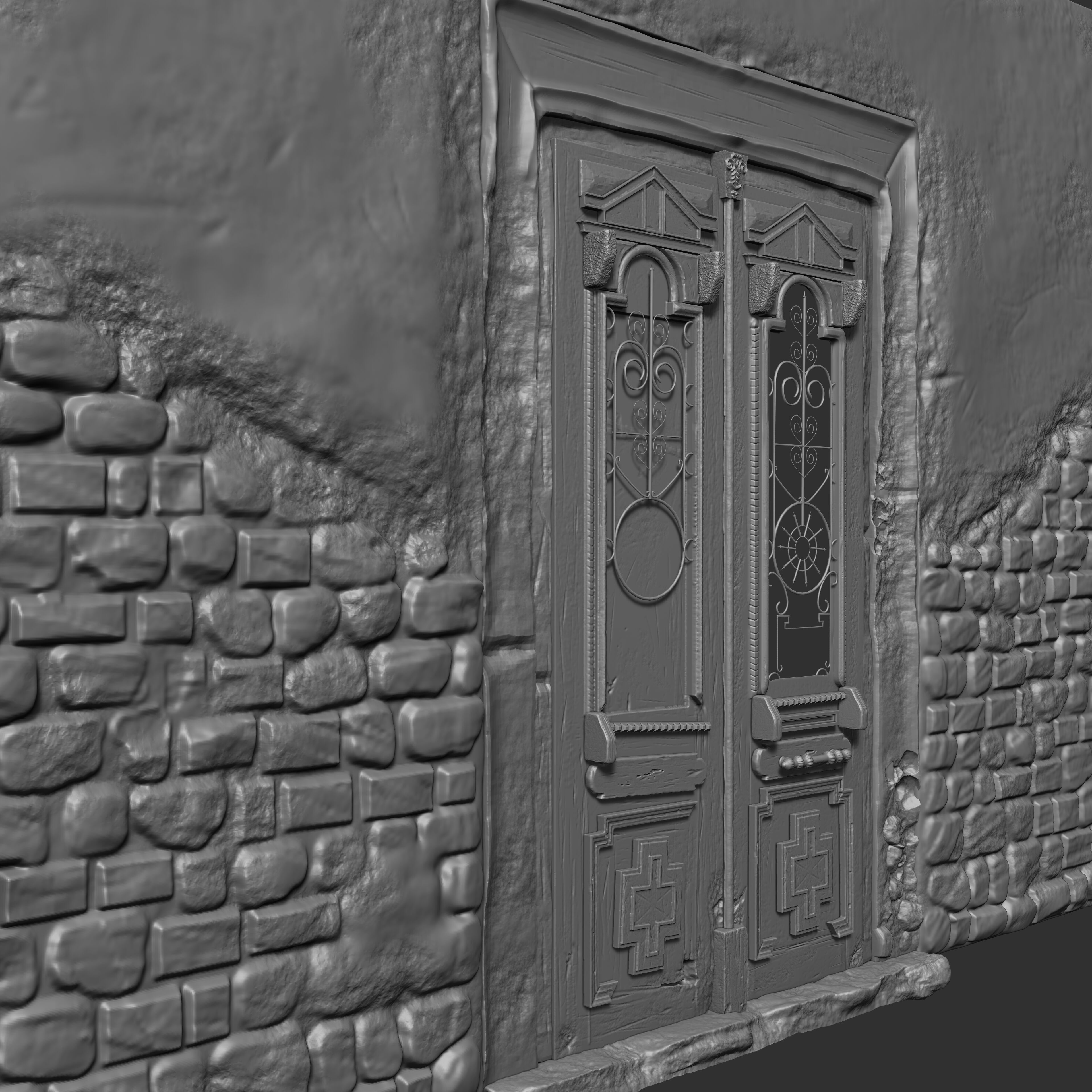 3D Cracked wall 3D print model_2