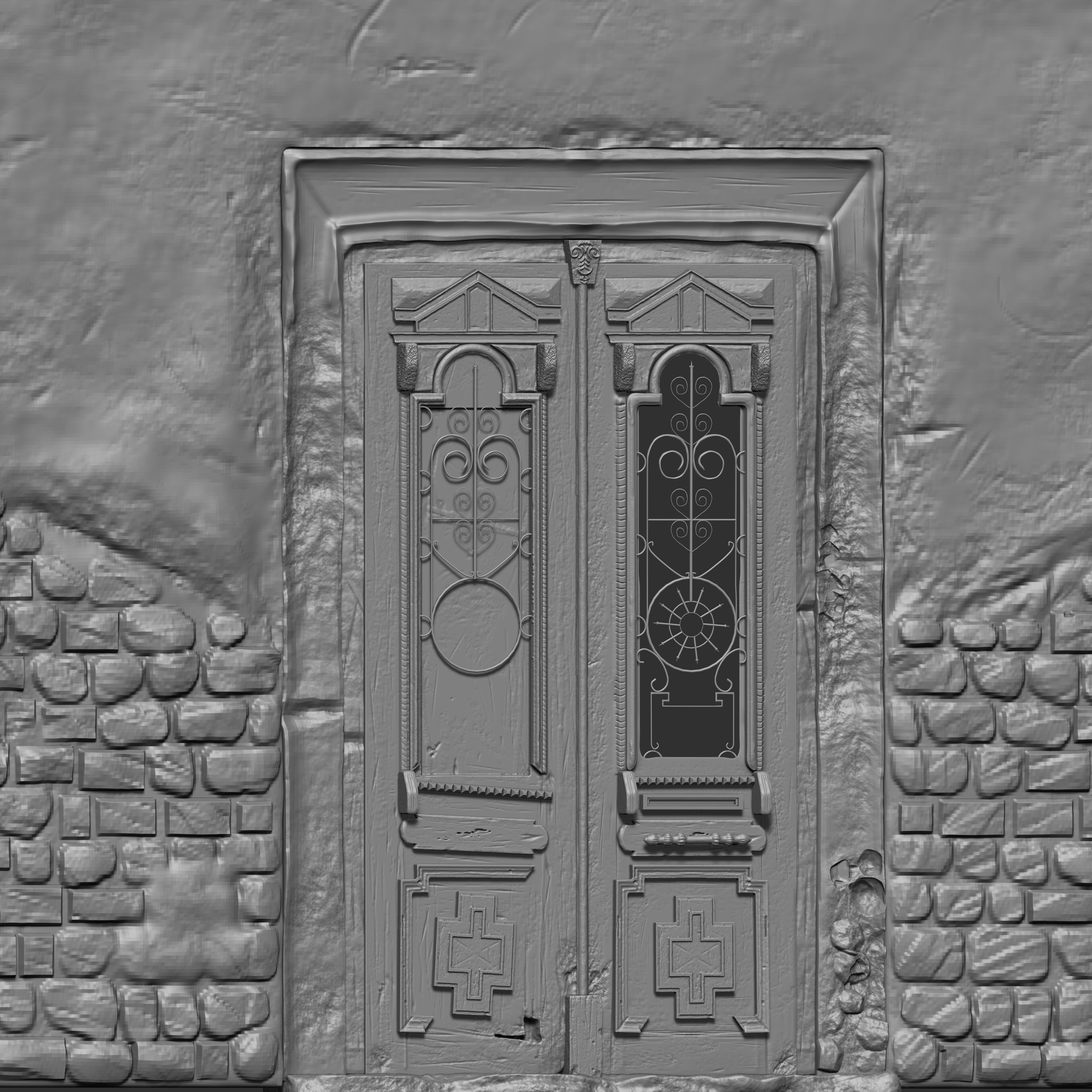 3D Cracked wall 3D print model_1