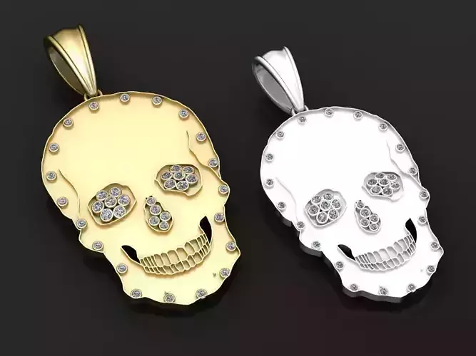 Pingente de caveira Pave Diamond  pendant  3D print model