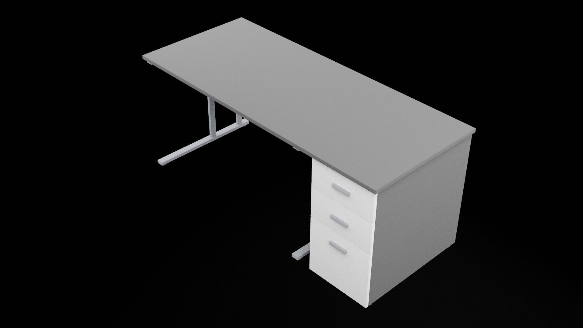 Desk Furniture Low-poly 3D model_6