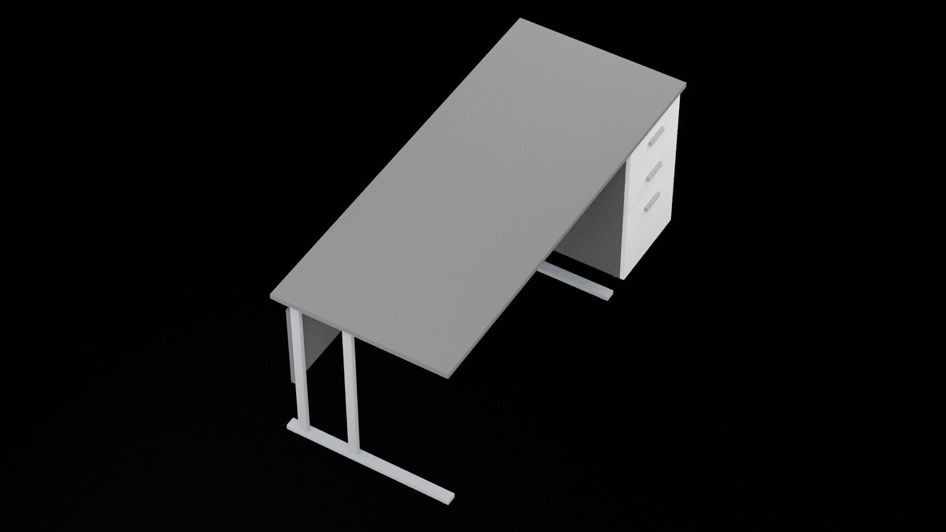Desk Furniture Low-poly 3D model_3