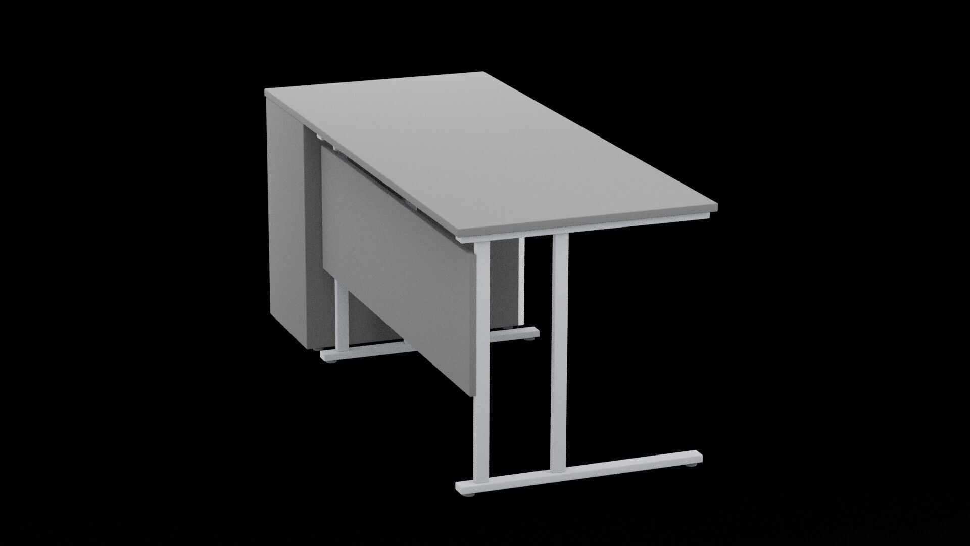 Desk Furniture Low-poly 3D model_4