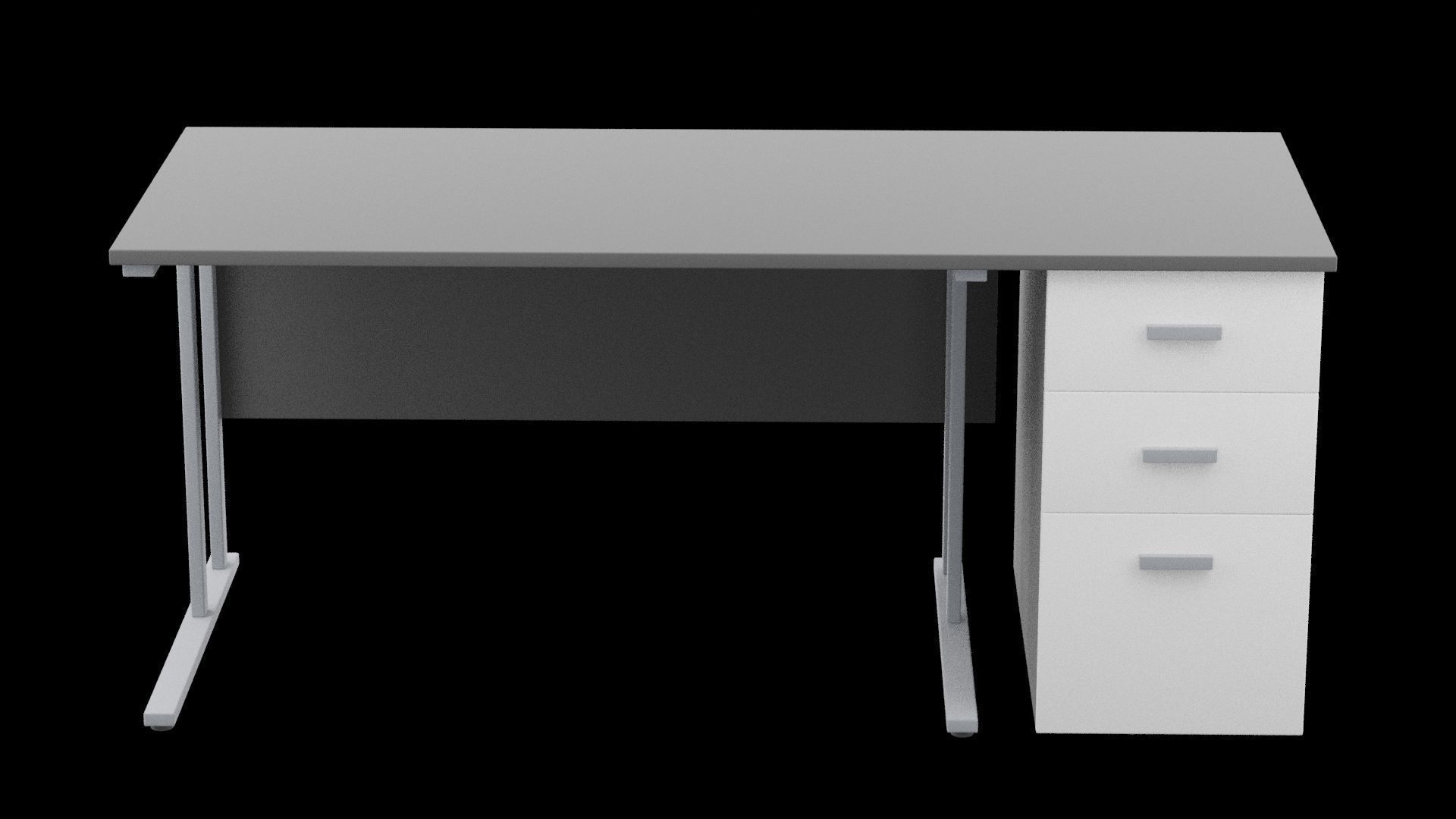 Desk Furniture Low-poly 3D model_2
