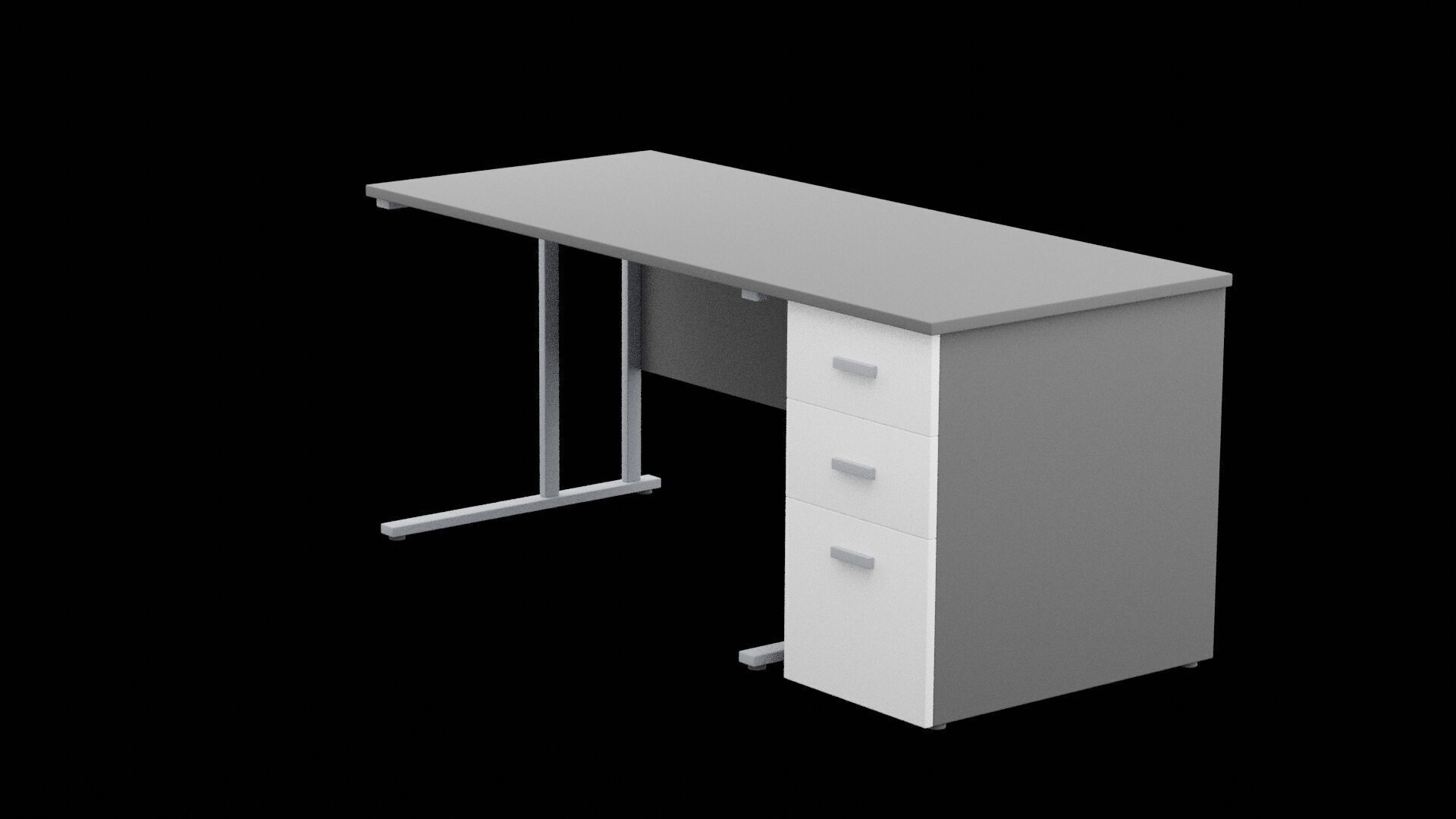 Desk Furniture Low-poly 3D model_1