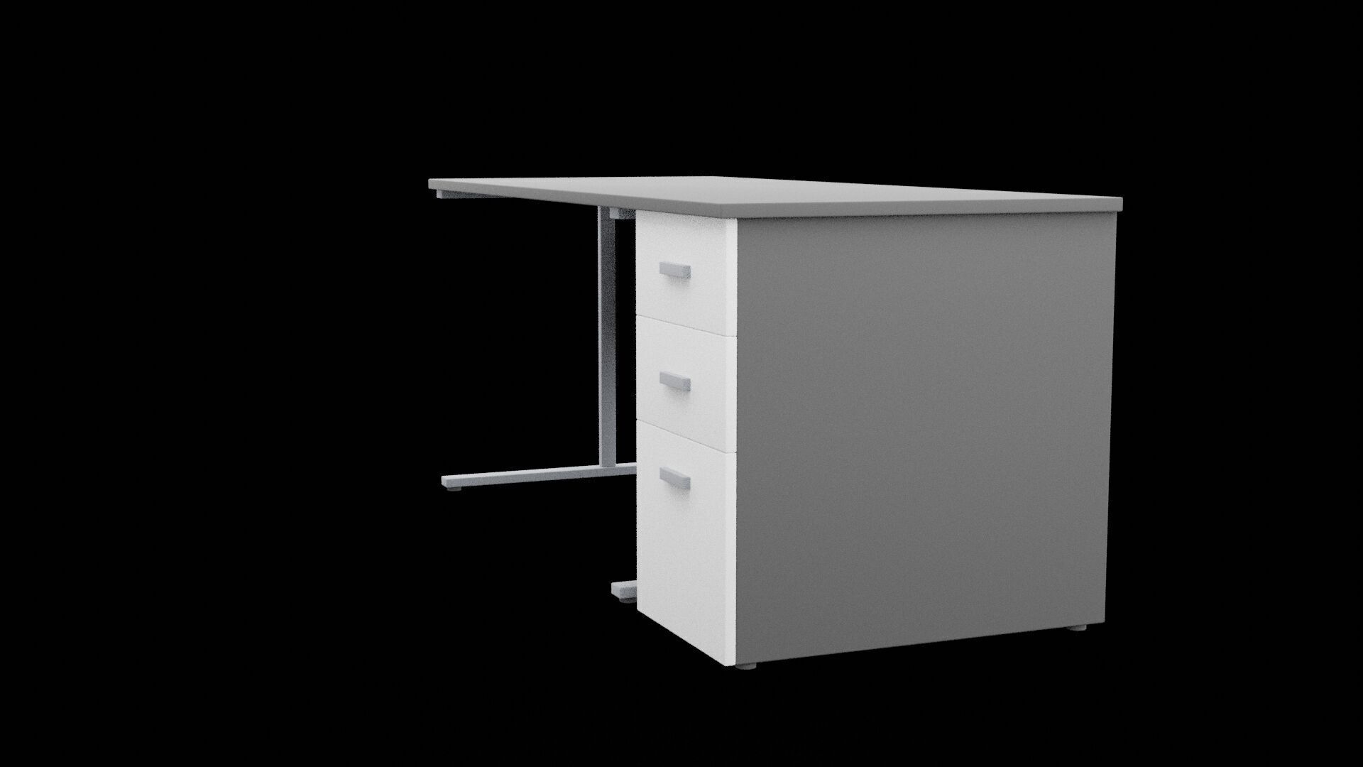 Desk Furniture Low-poly 3D model_7