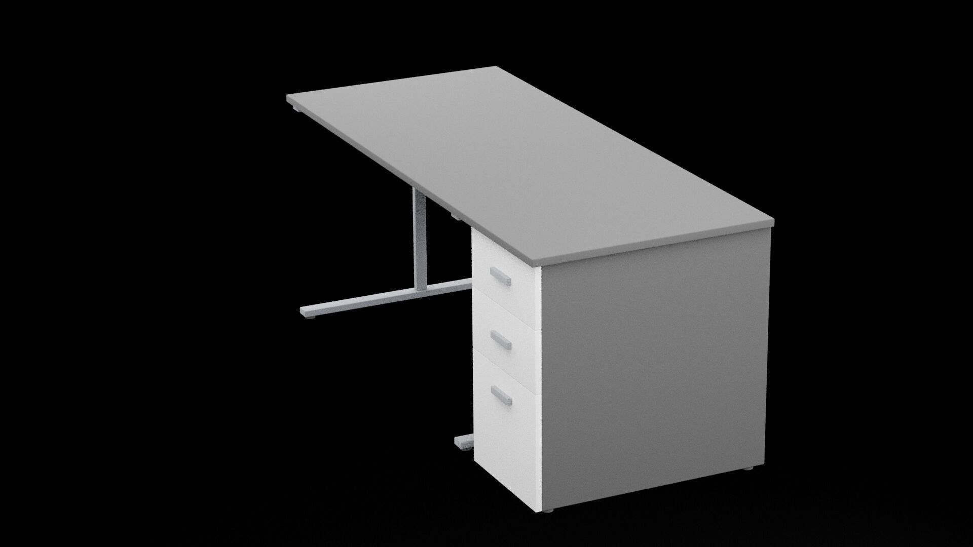 Desk Furniture Low-poly 3D model_5