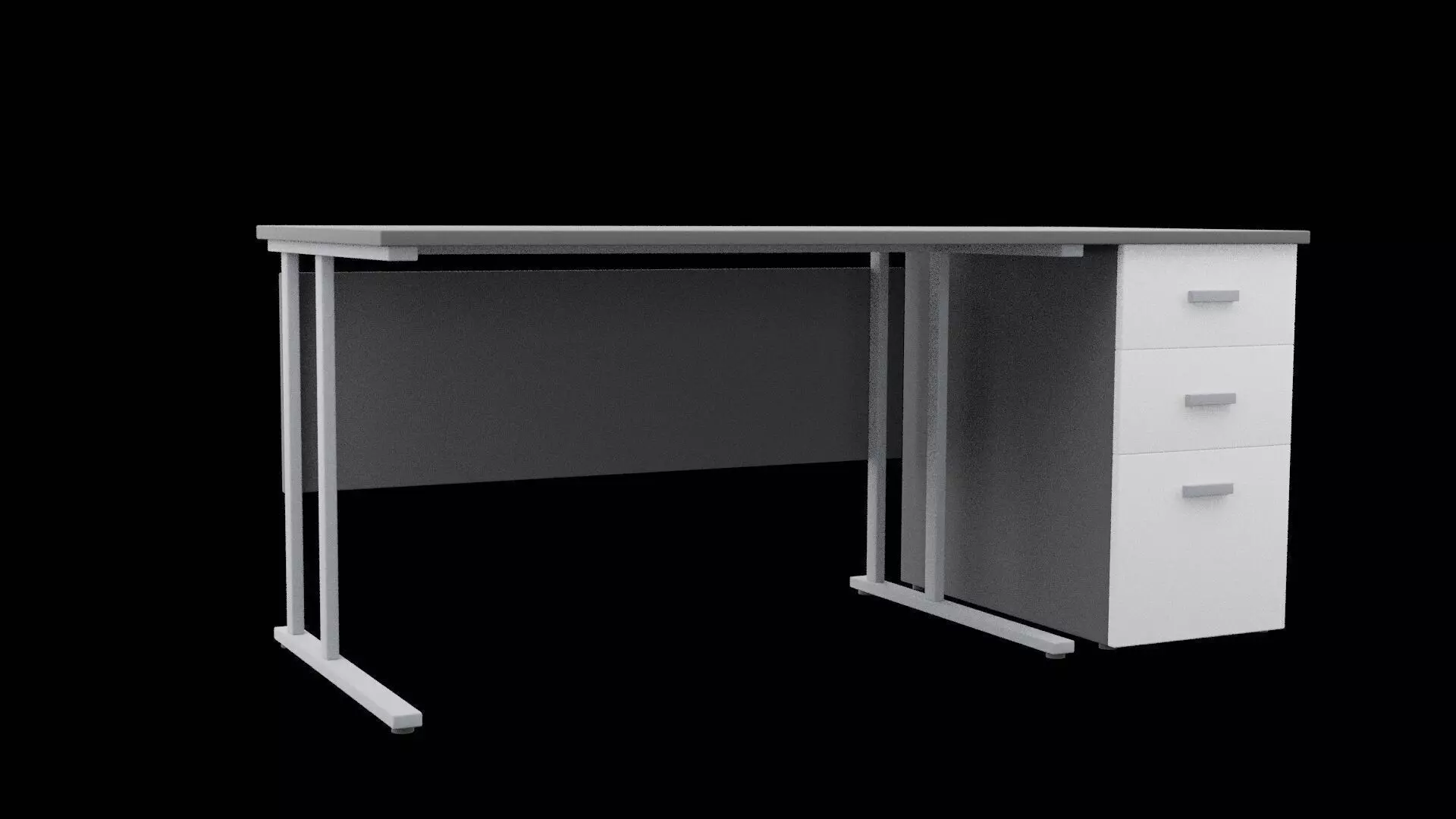 Desk Furniture Low-poly 3D model_0