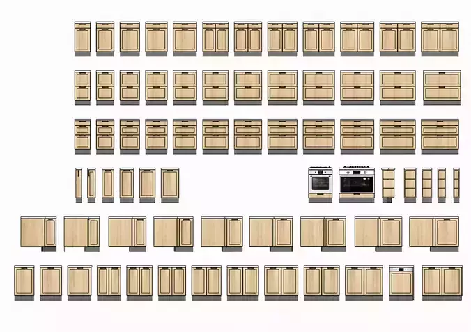 Complete 3D Kitchen Cabinet Pack 3D model