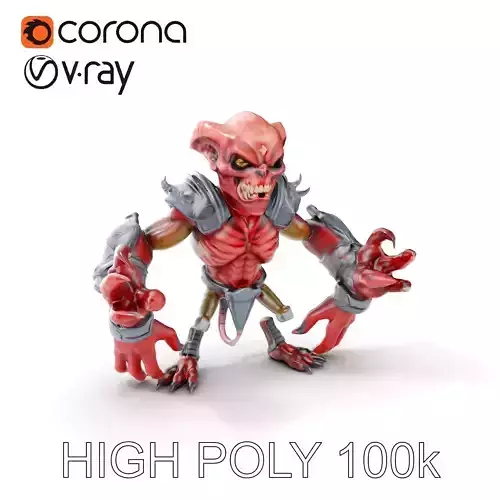 Savage Demon Warrior  Rigged D Model with PBR Textures