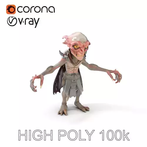 Grimdark Goblin HighDetail Fantasy Creature with Glowing Eyes