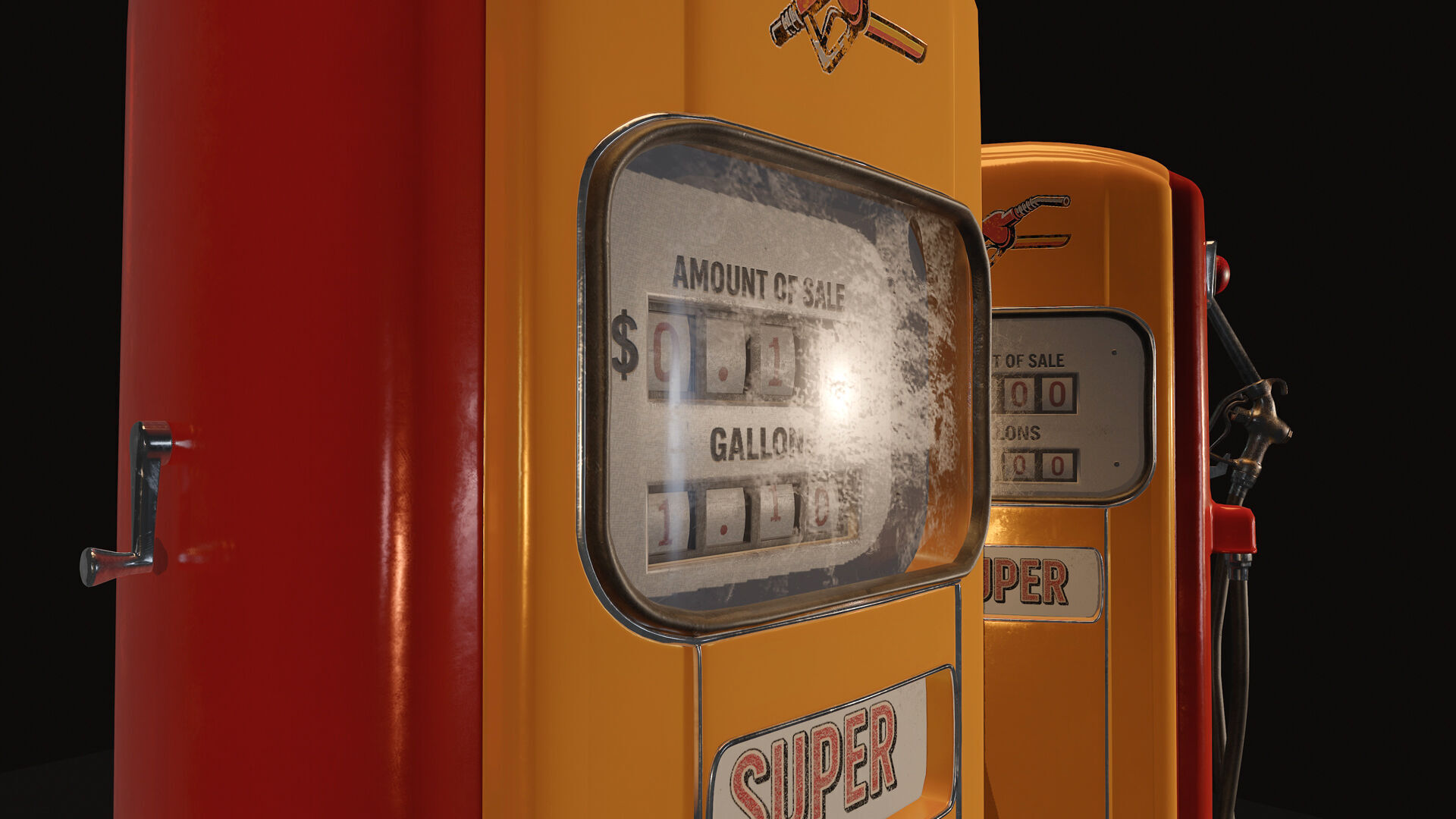 Vintage Gas Pump  Low-Poly 3D model_9