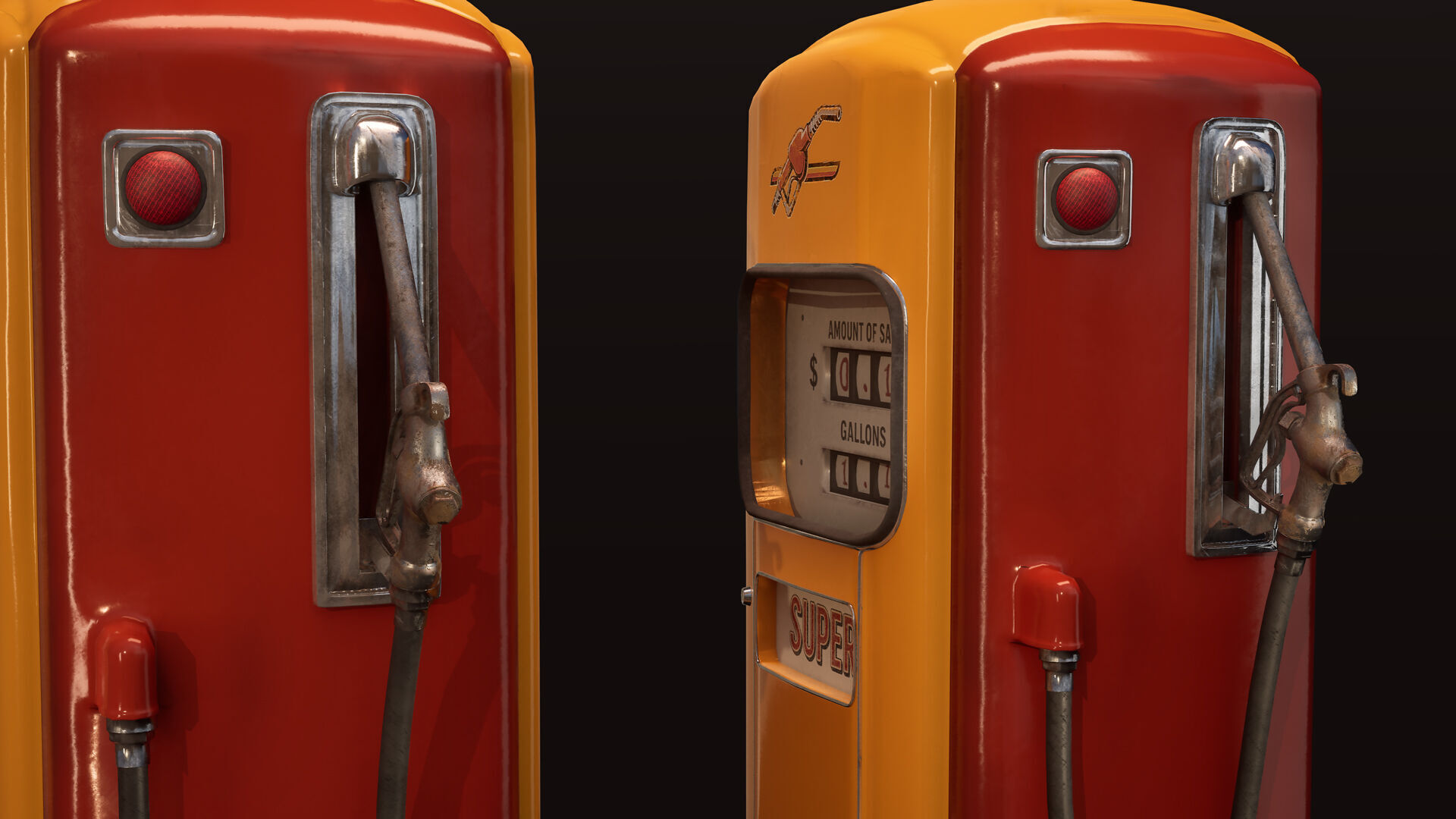 Vintage Gas Pump  Low-Poly 3D model_4