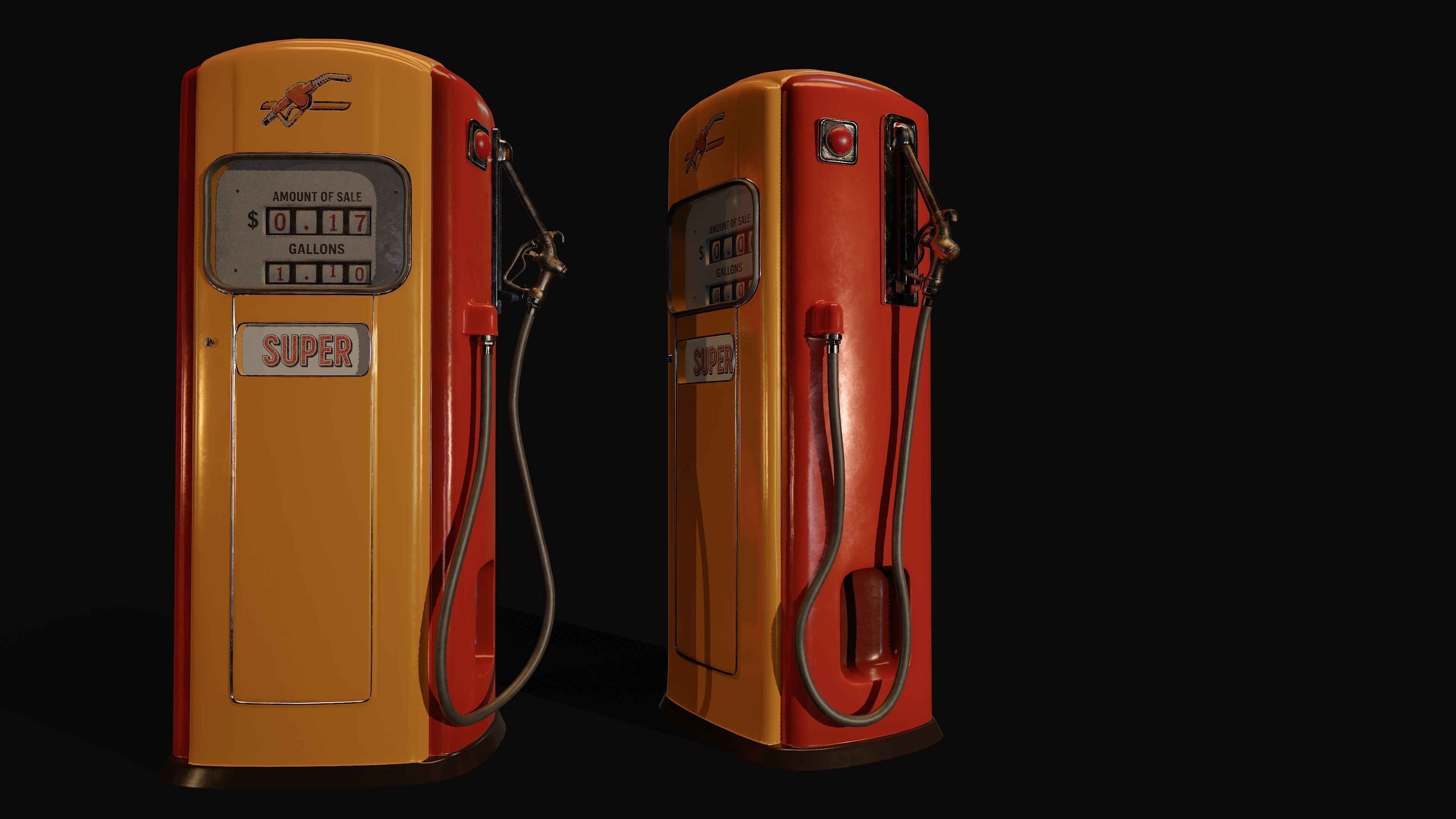Vintage Gas Pump  Low-Poly 3D model_5