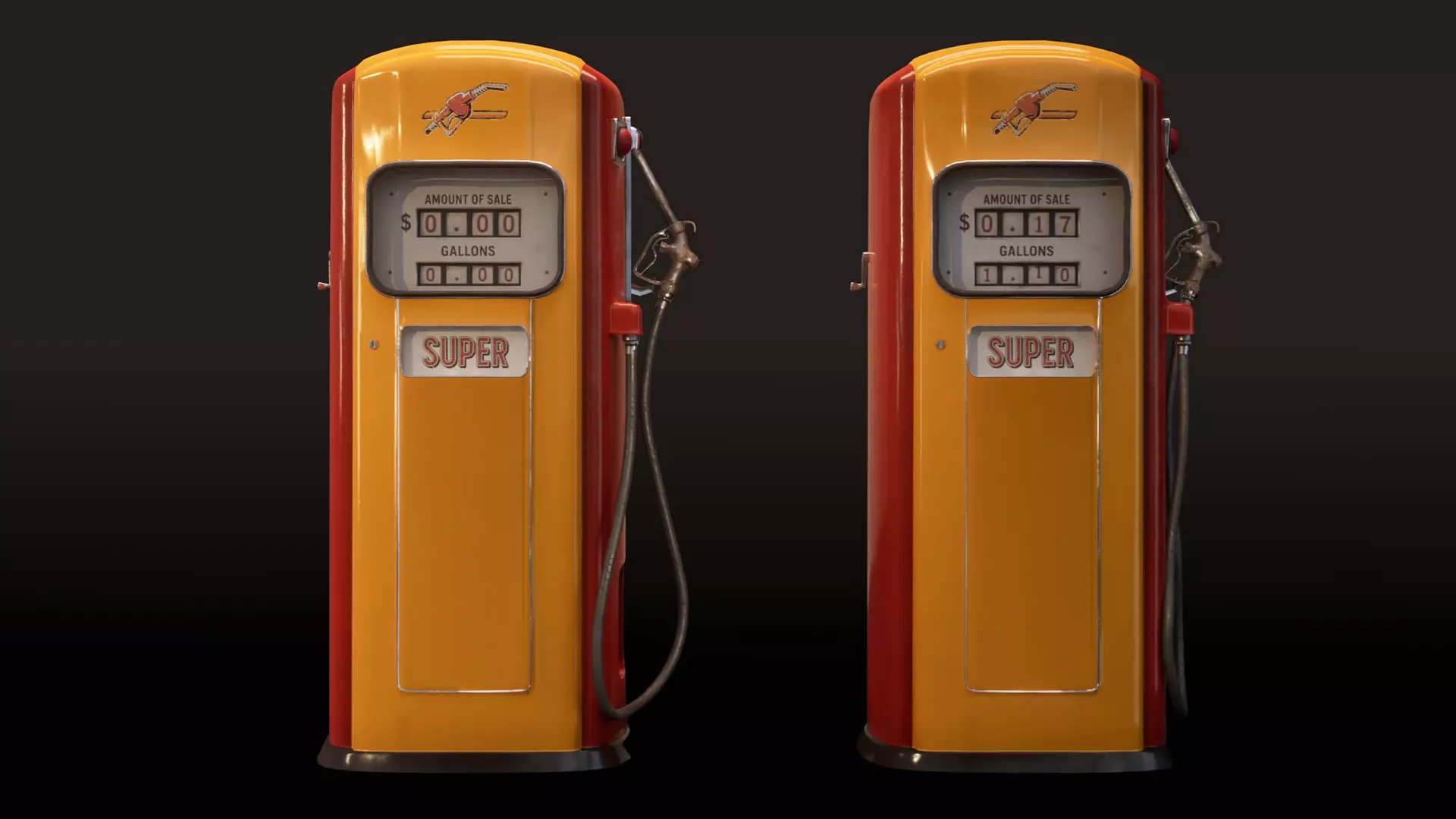 Vintage Gas Pump  Low-Poly 3D model_0