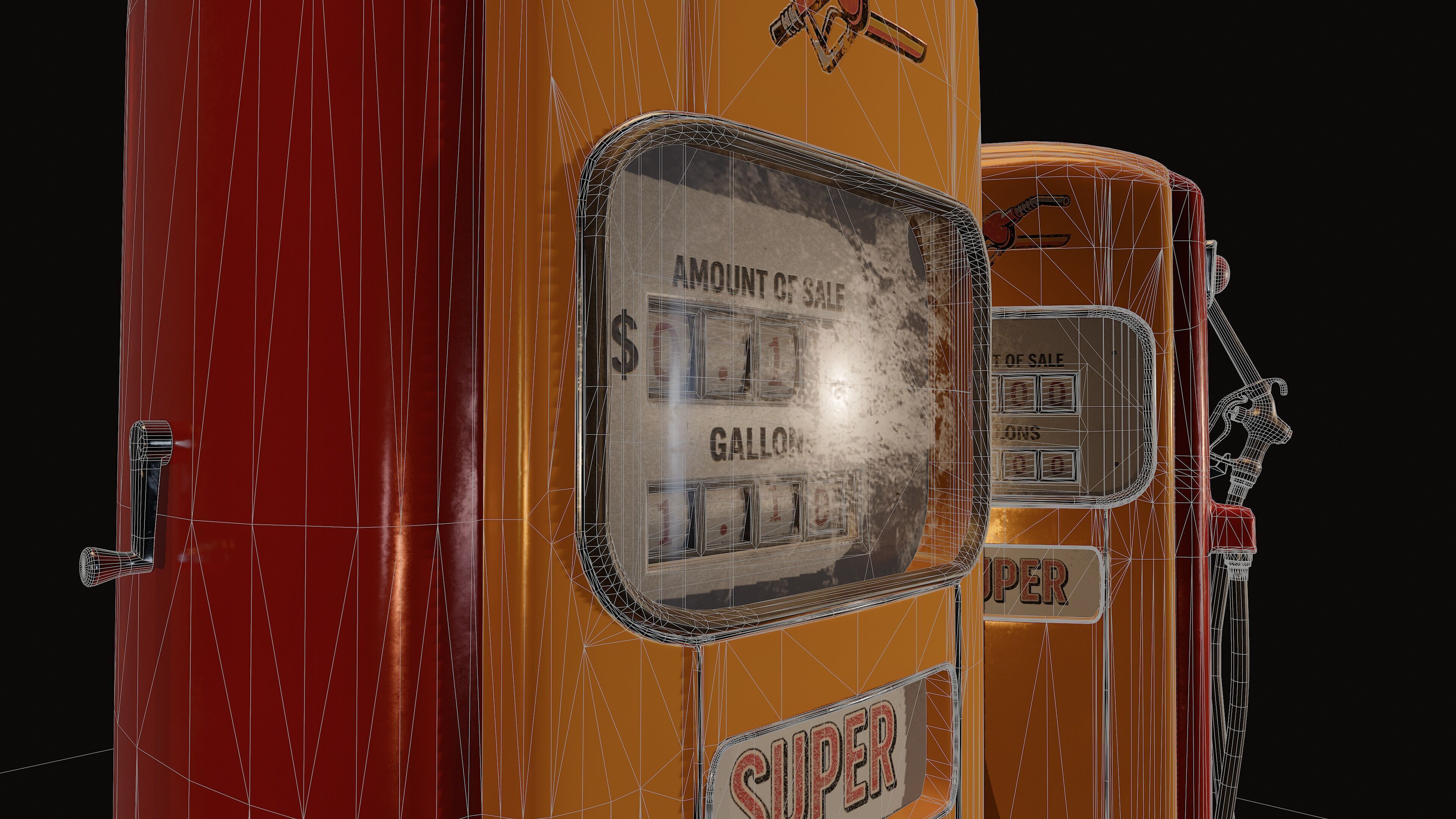 Vintage Gas Pump  Low-Poly 3D model_13