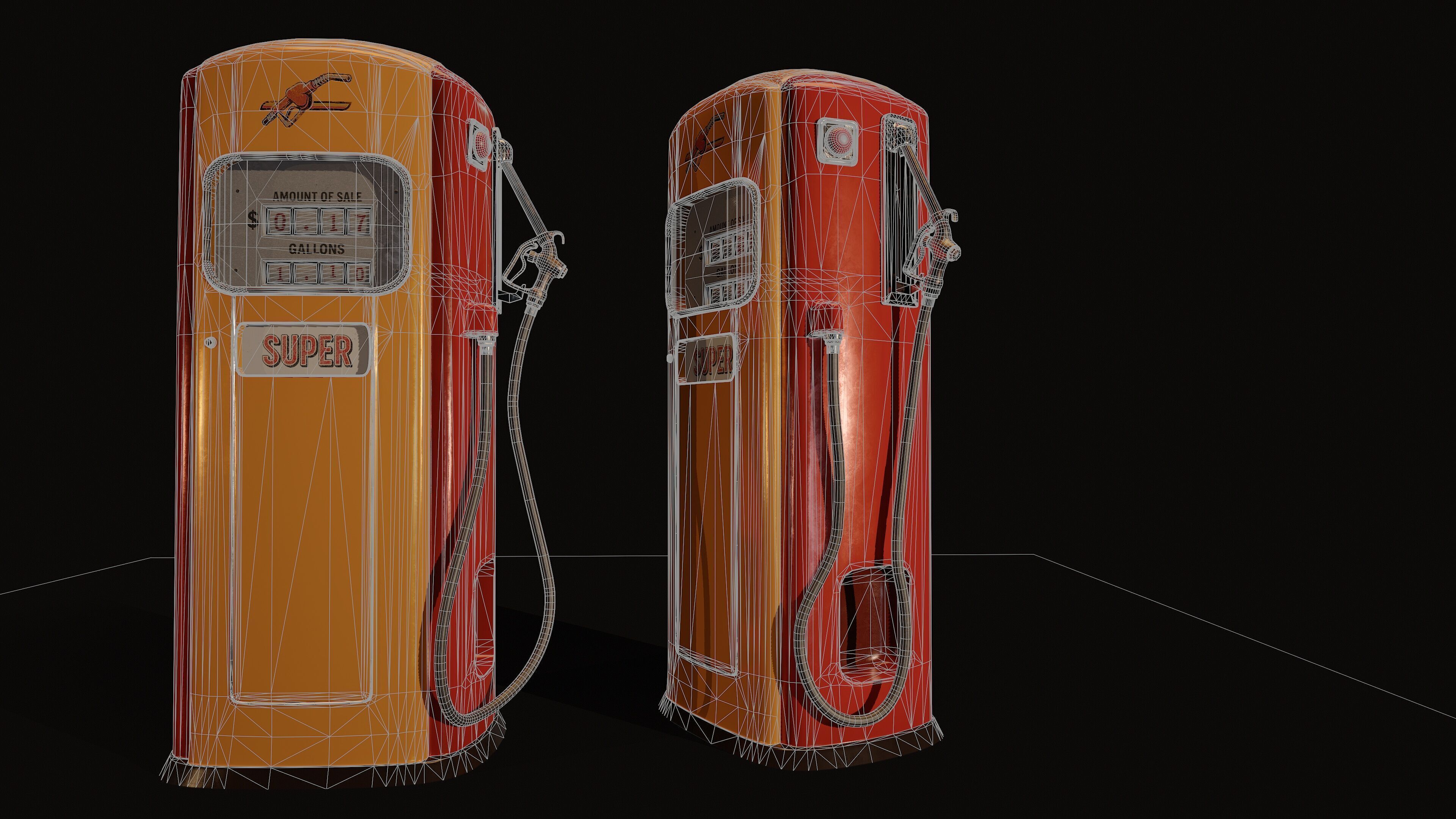 Vintage Gas Pump  Low-Poly 3D model_12