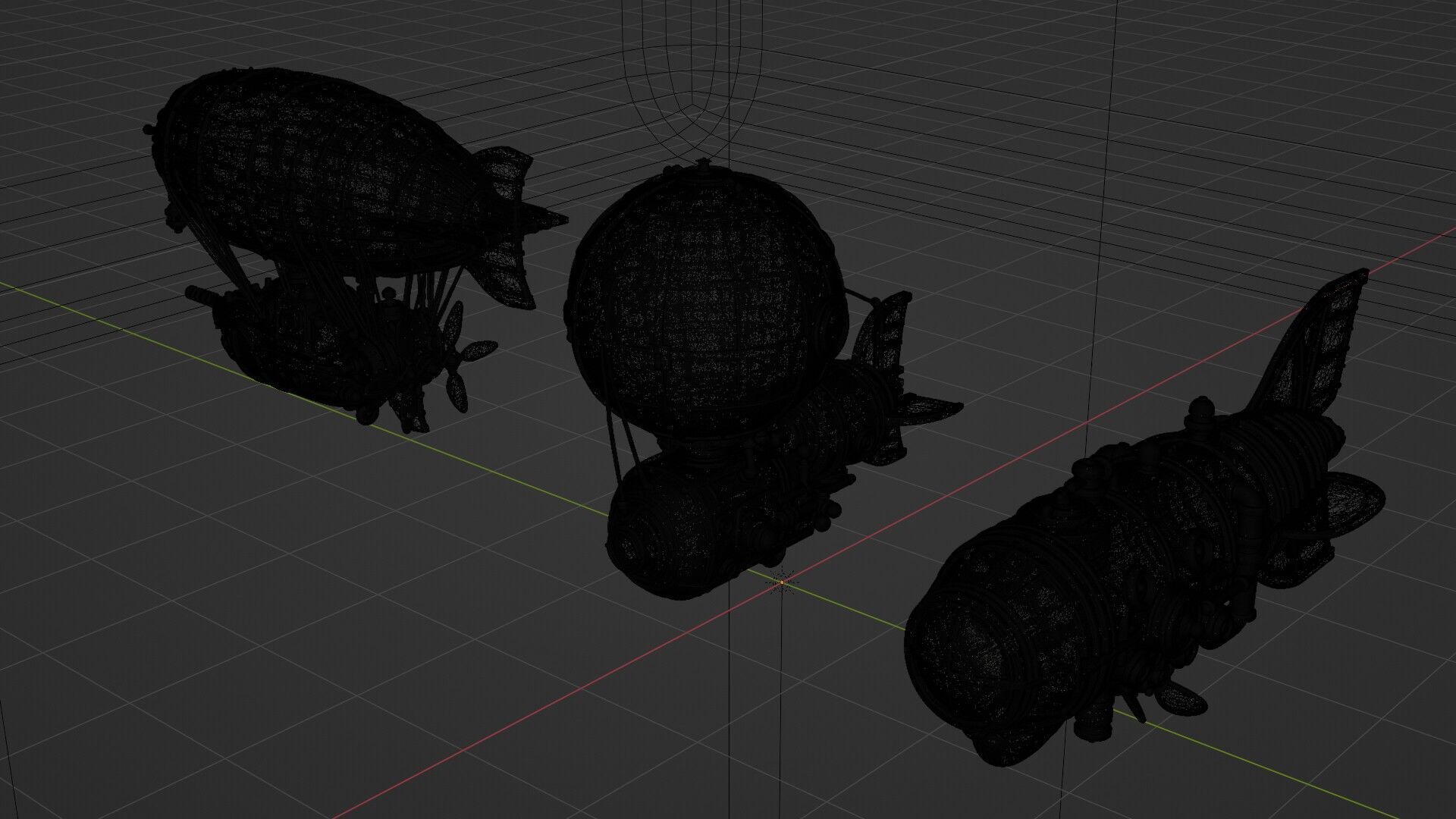 Steampunk Vehicle Kit stylized Low-poly 3D model_4