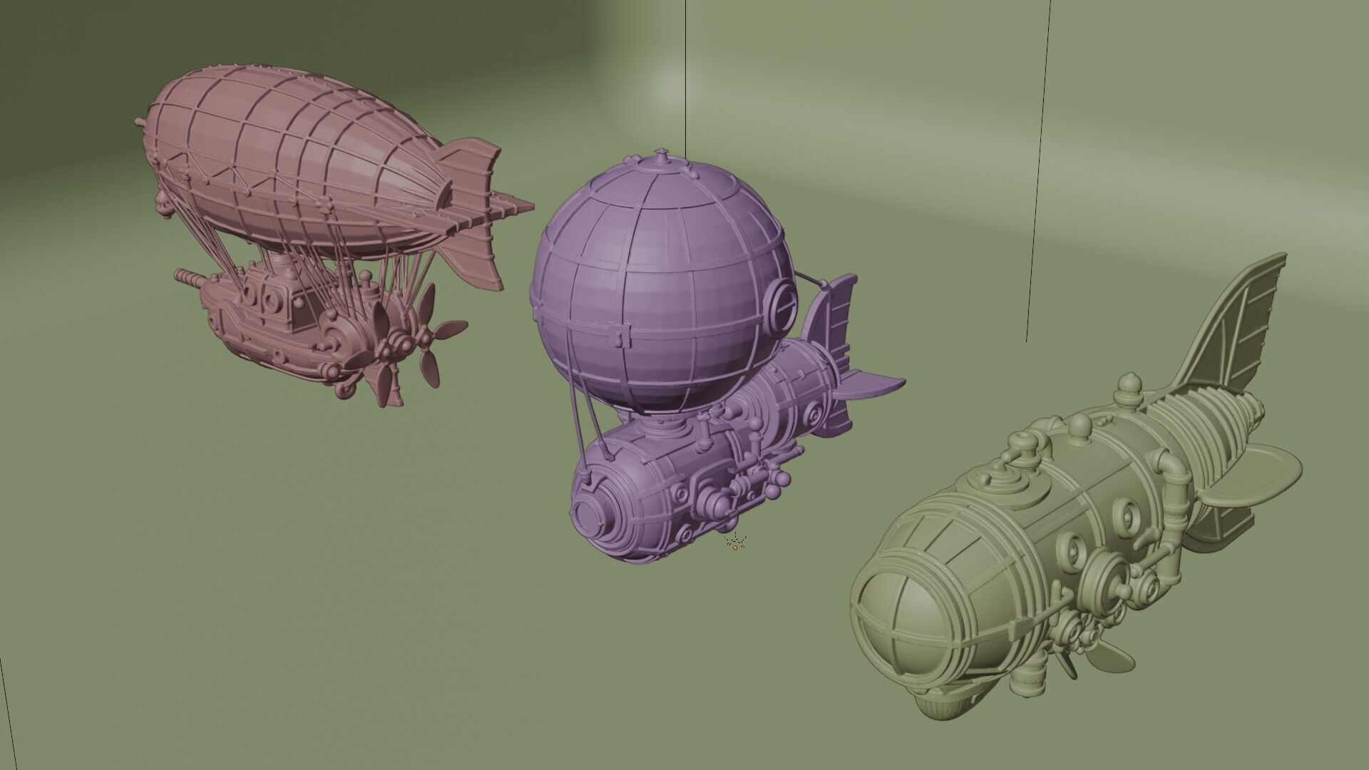 Steampunk Vehicle Kit stylized Low-poly 3D model_5