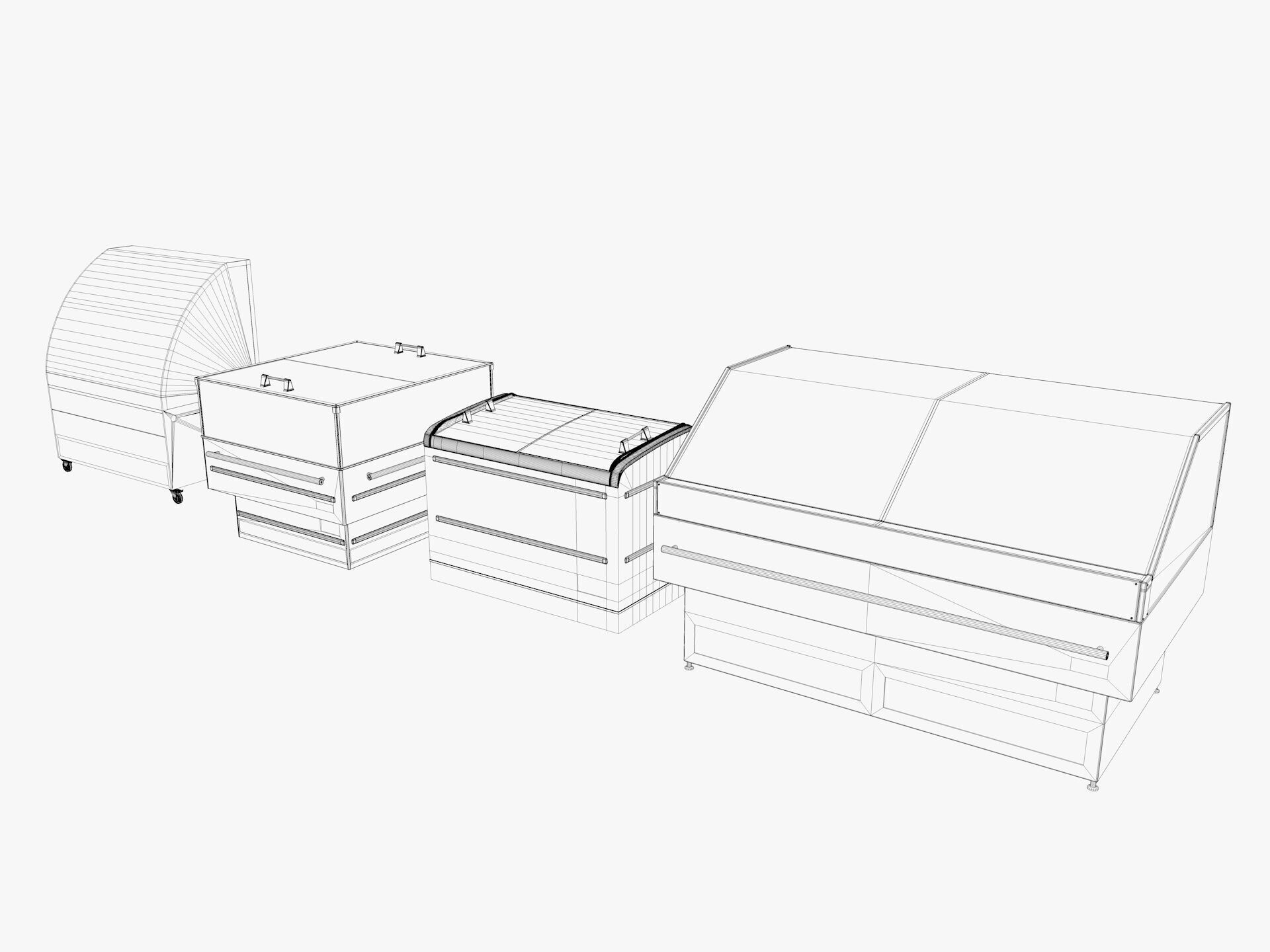 Supermarket Freezer Refrigirator 2 Low-poly 3D model_3