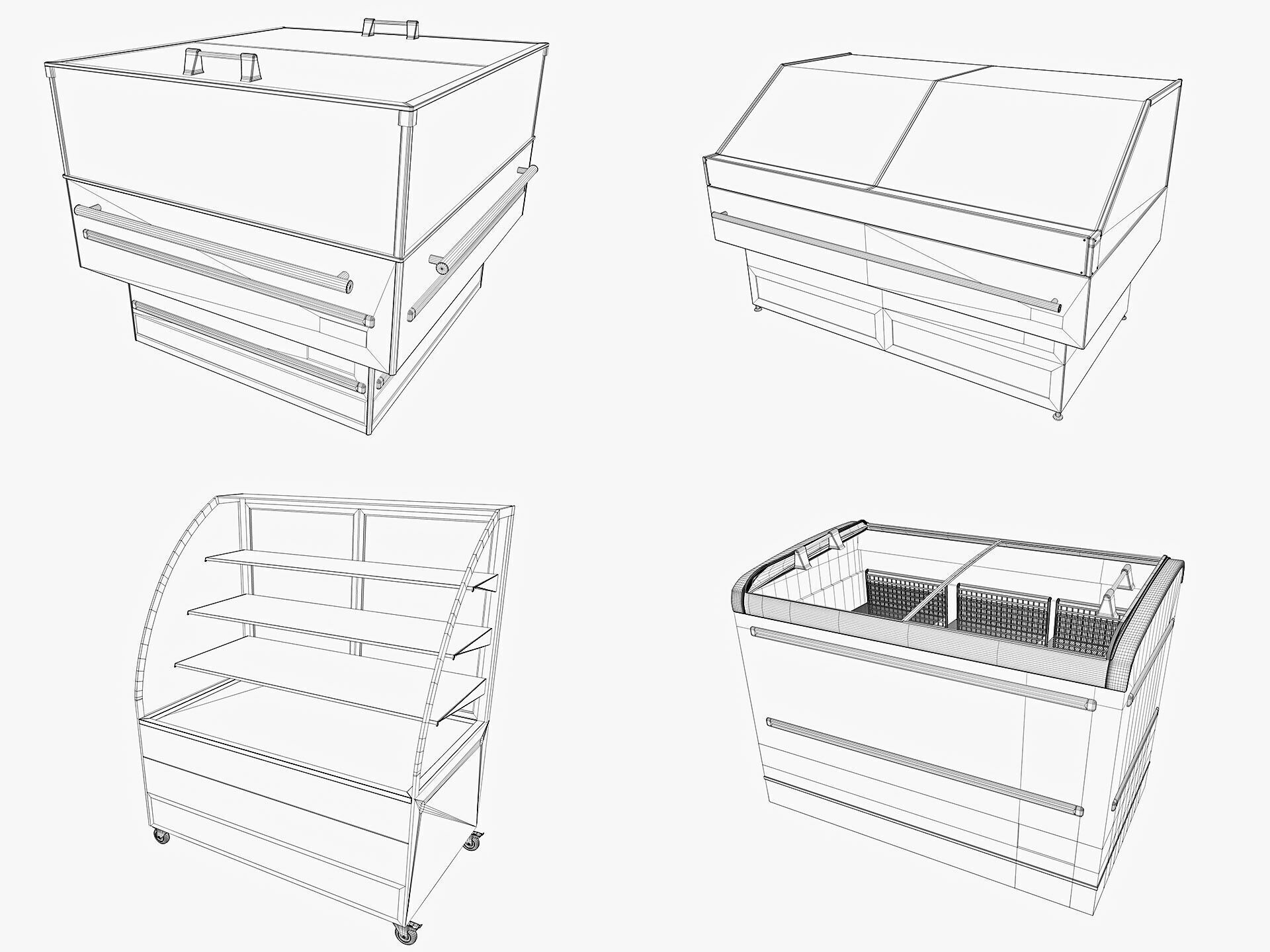 Supermarket Freezer Refrigirator 2 Low-poly 3D model_1