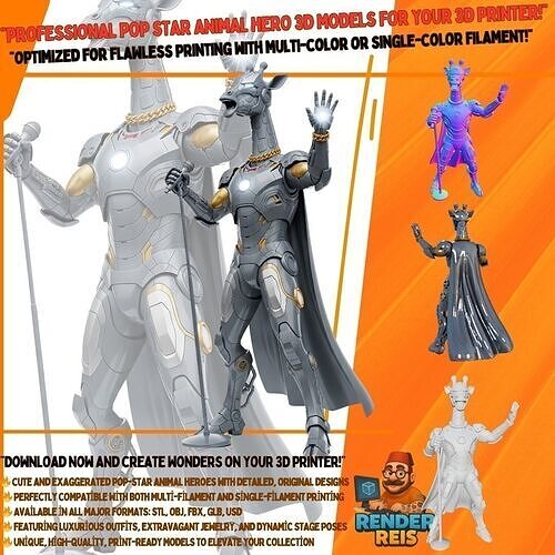 Iron Giraffe Concert Star Futuristic Armored Vocalist  3D model