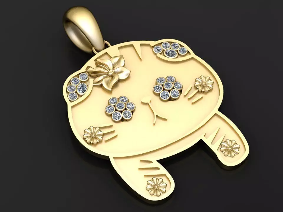 Cute Cat Kitten Pendant 3D print model