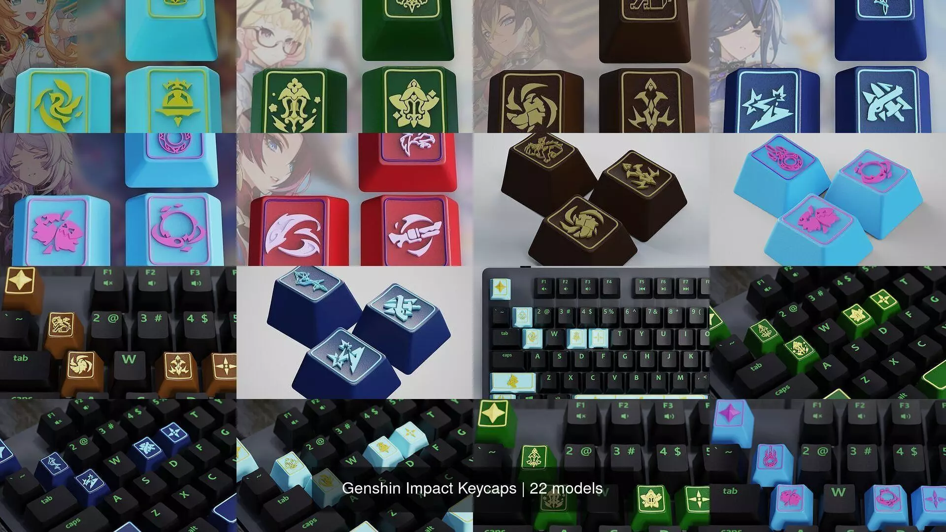 Genshin Impact Keycaps 3D Model Collection_0