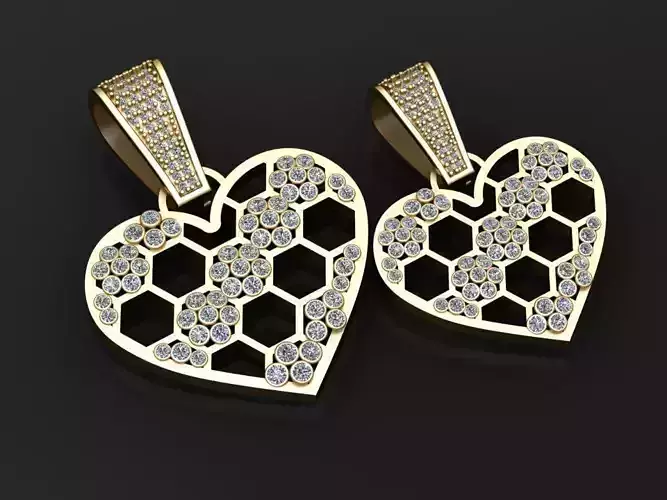  Gold Tone Heart pendant  3D print model