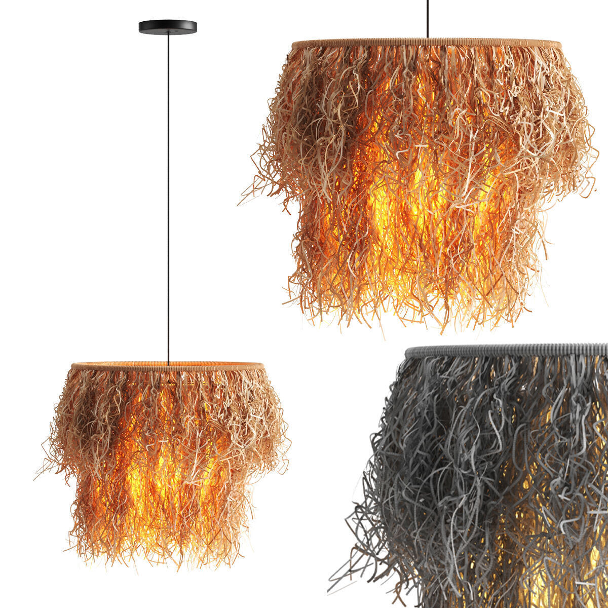 Double Rafia Pendant 3D model_3