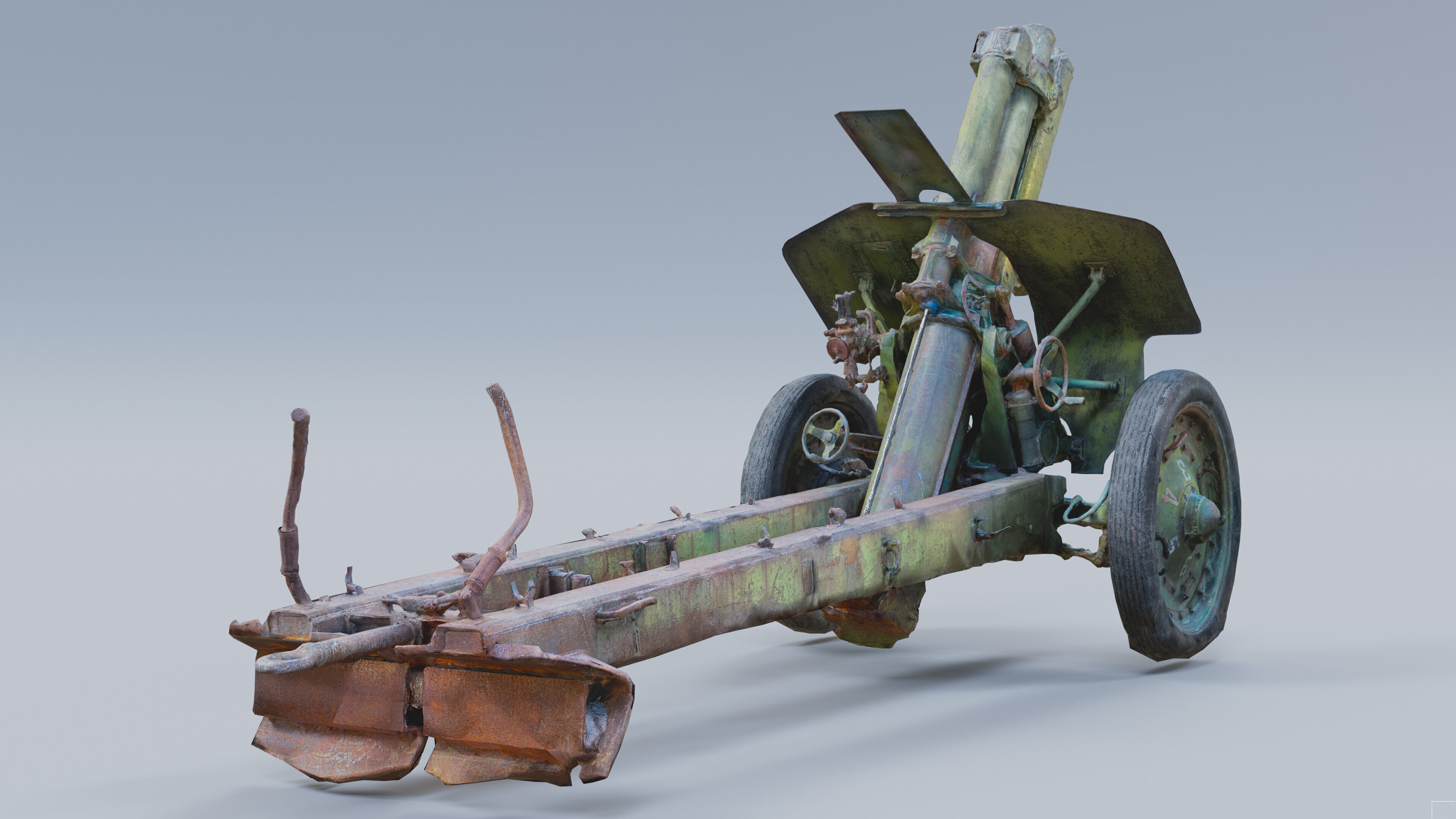 Photogrammetry Anti-aircraft Low-poly 3D model_4